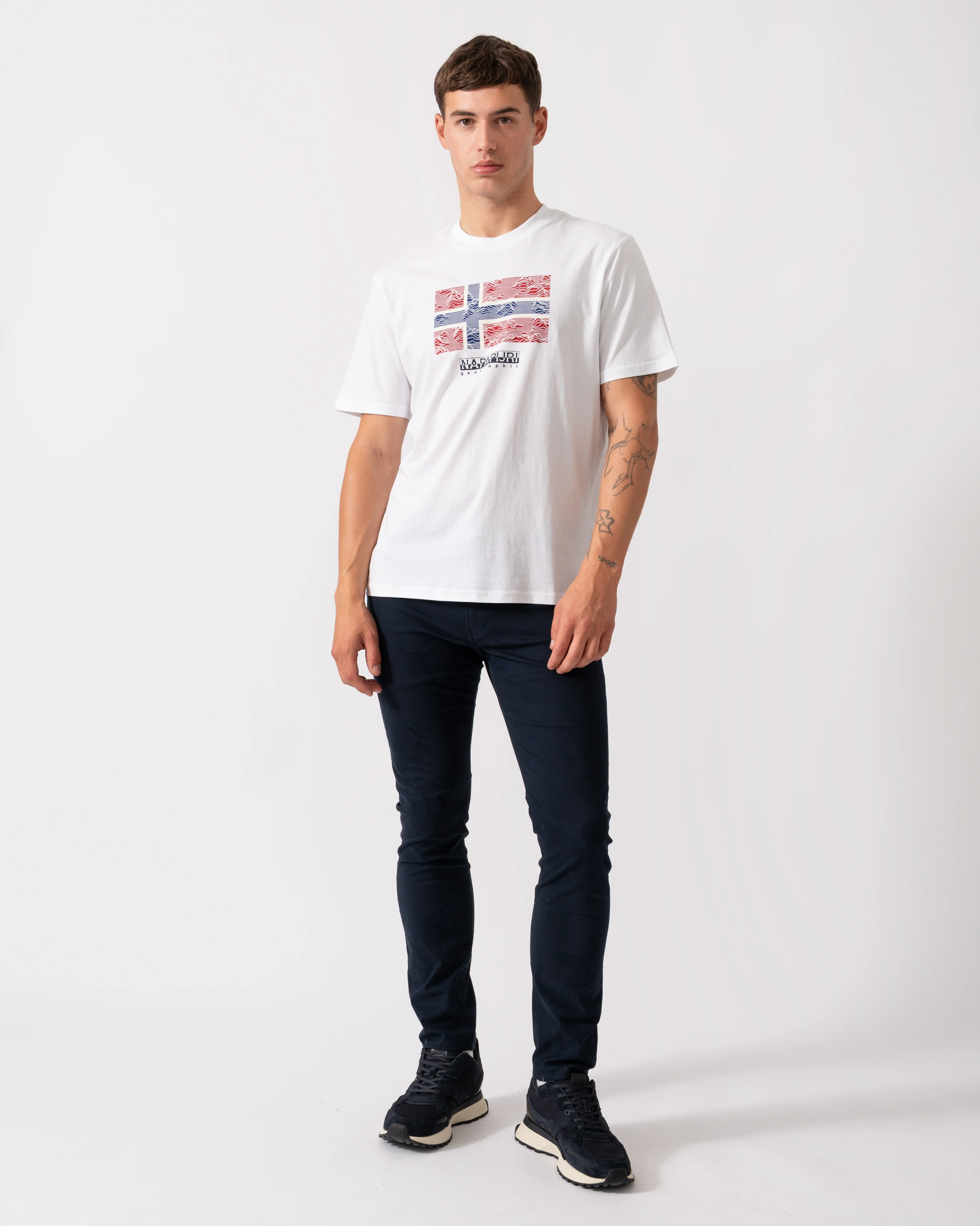 Napapijri Drapeau Mens Short Sleeve T-Shirt - Bright White 002 - Image 2