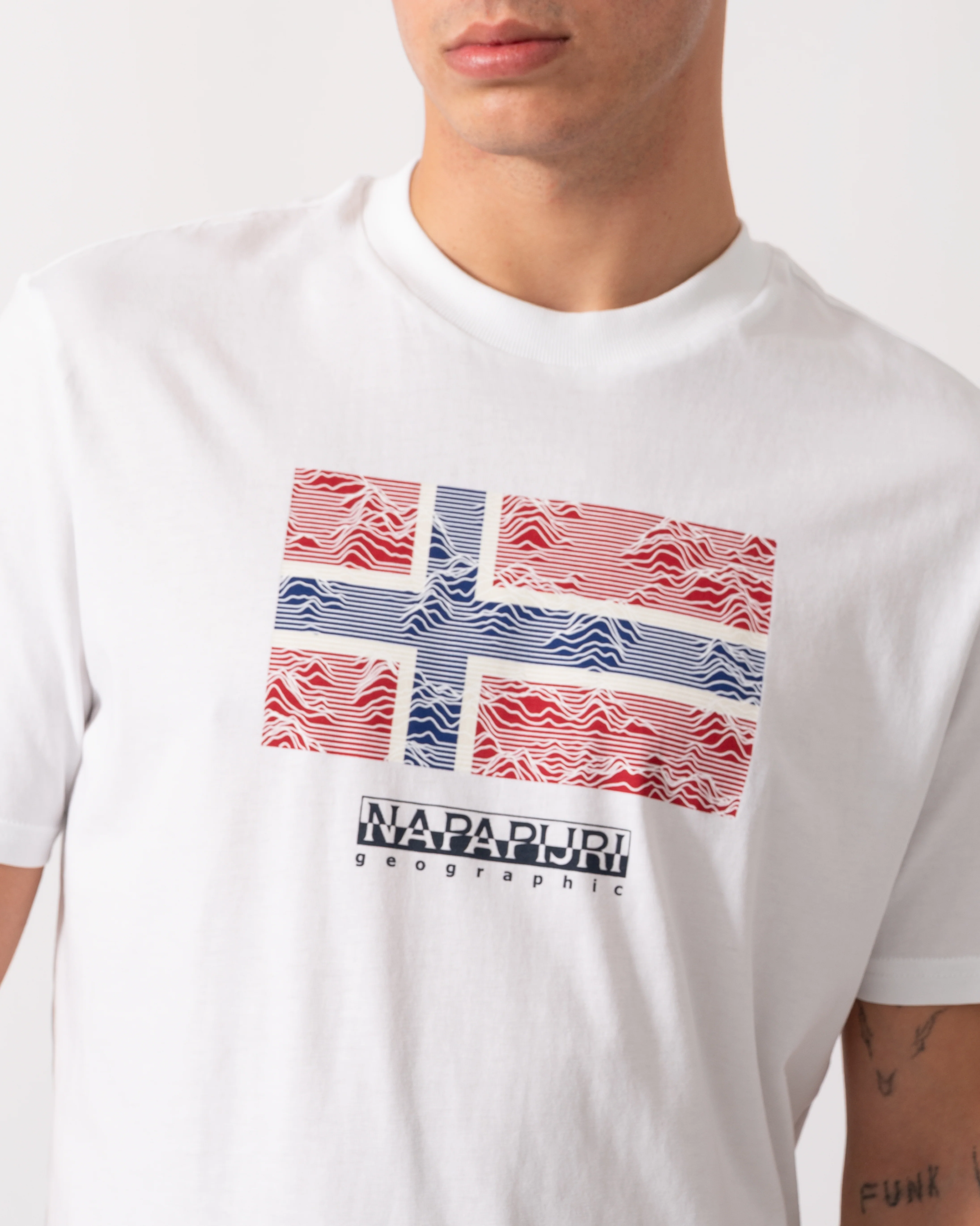 Napapijri Drapeau Mens Short Sleeve T-Shirt - Bright White 002 - Image 3