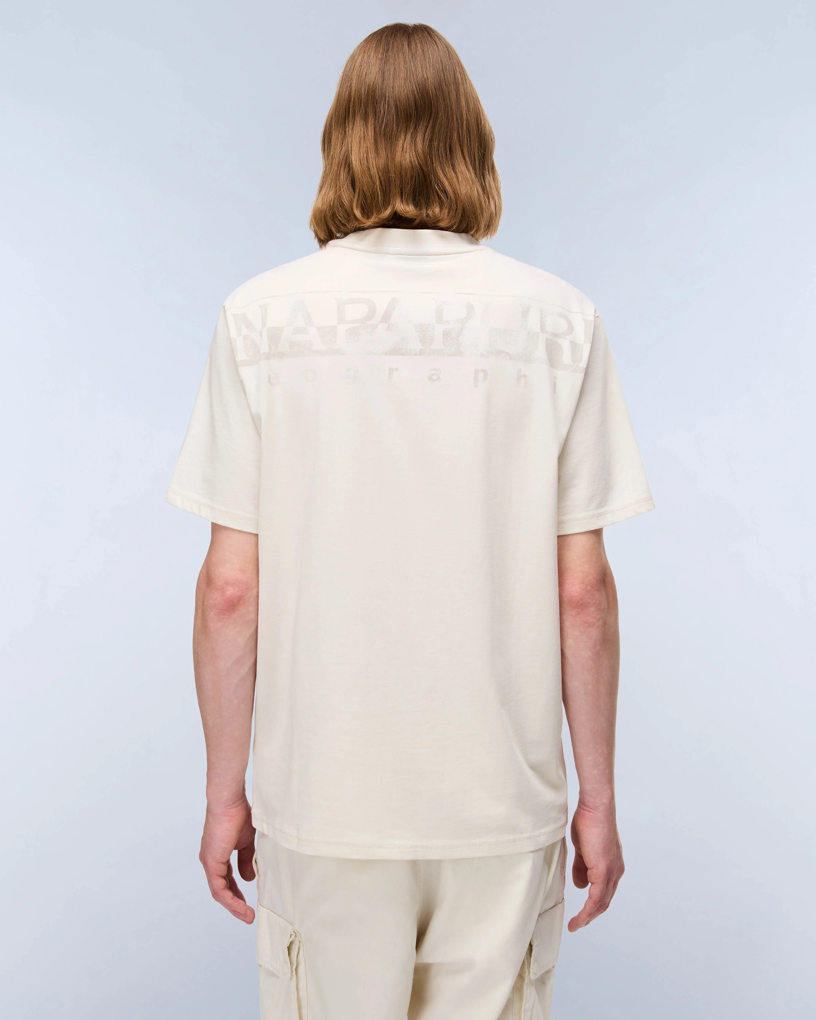 Napapijri Fanes Mens Short Sleeve T-Shirt - Beige Dimity N1J - Image 2