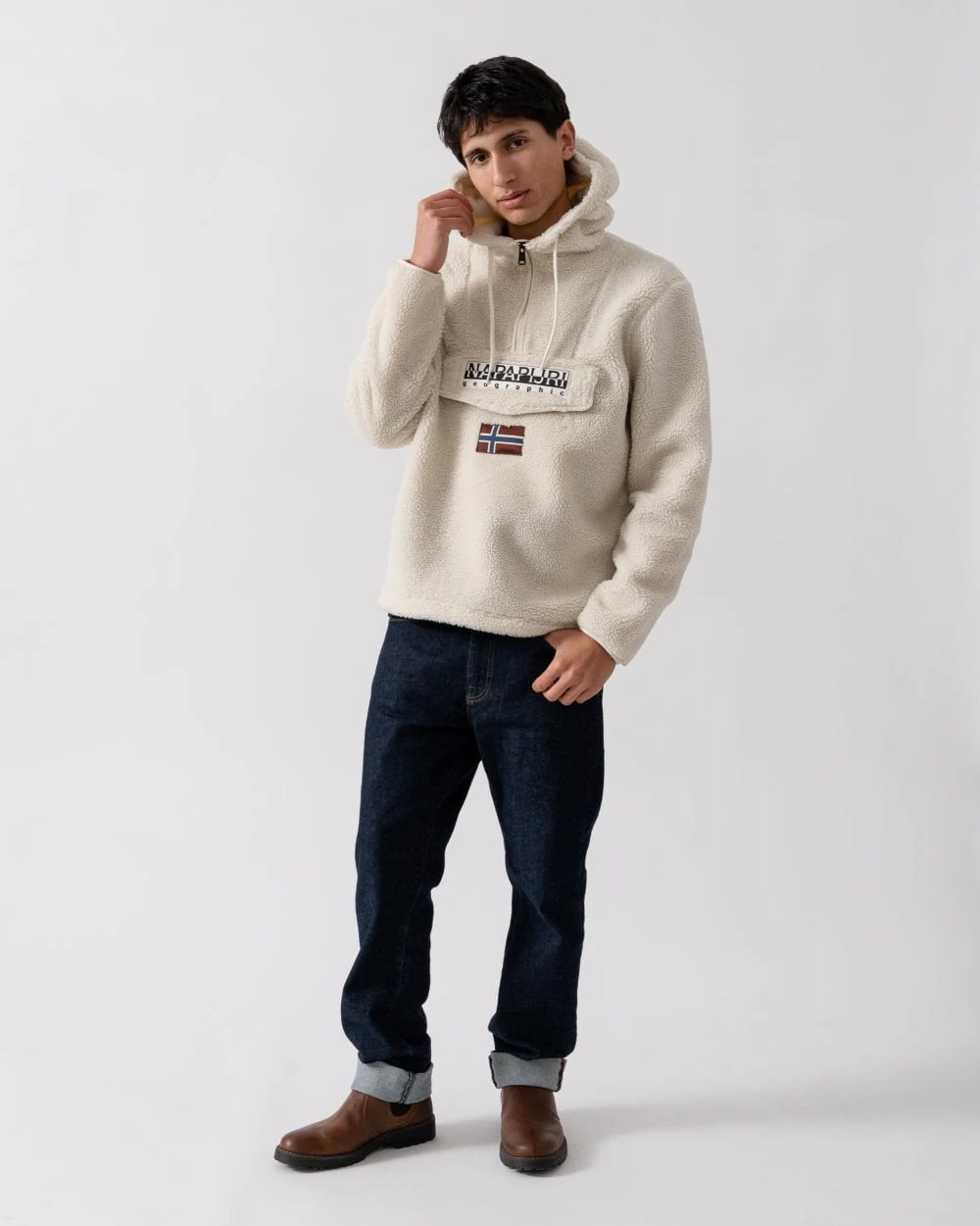 Napapijri T-Burgee Curly Mens Half Zip Hooded Fleece - Image 4
