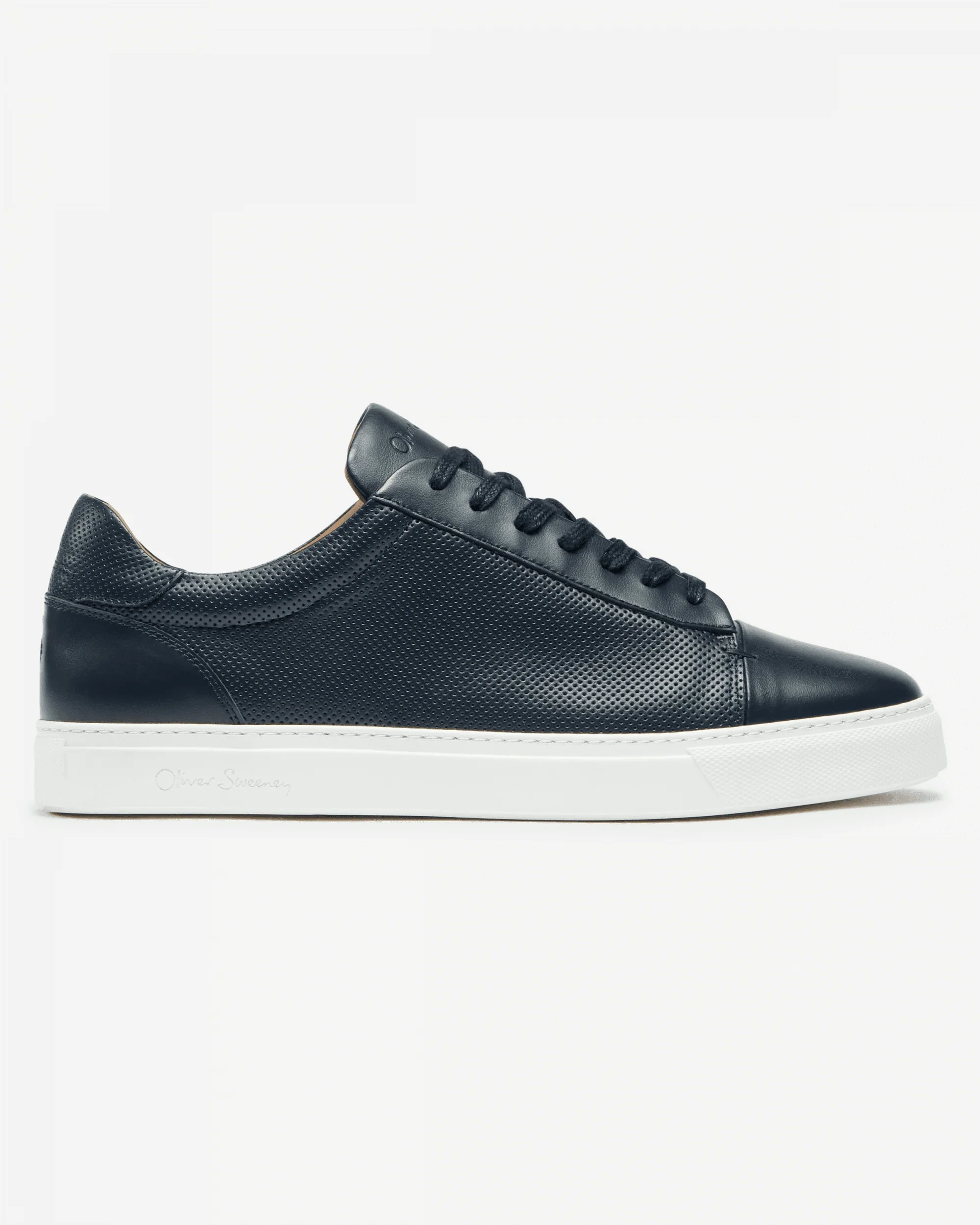 Oliver Sweeney Almada Mens Perforated Leather Trainers - Navy - Image 2