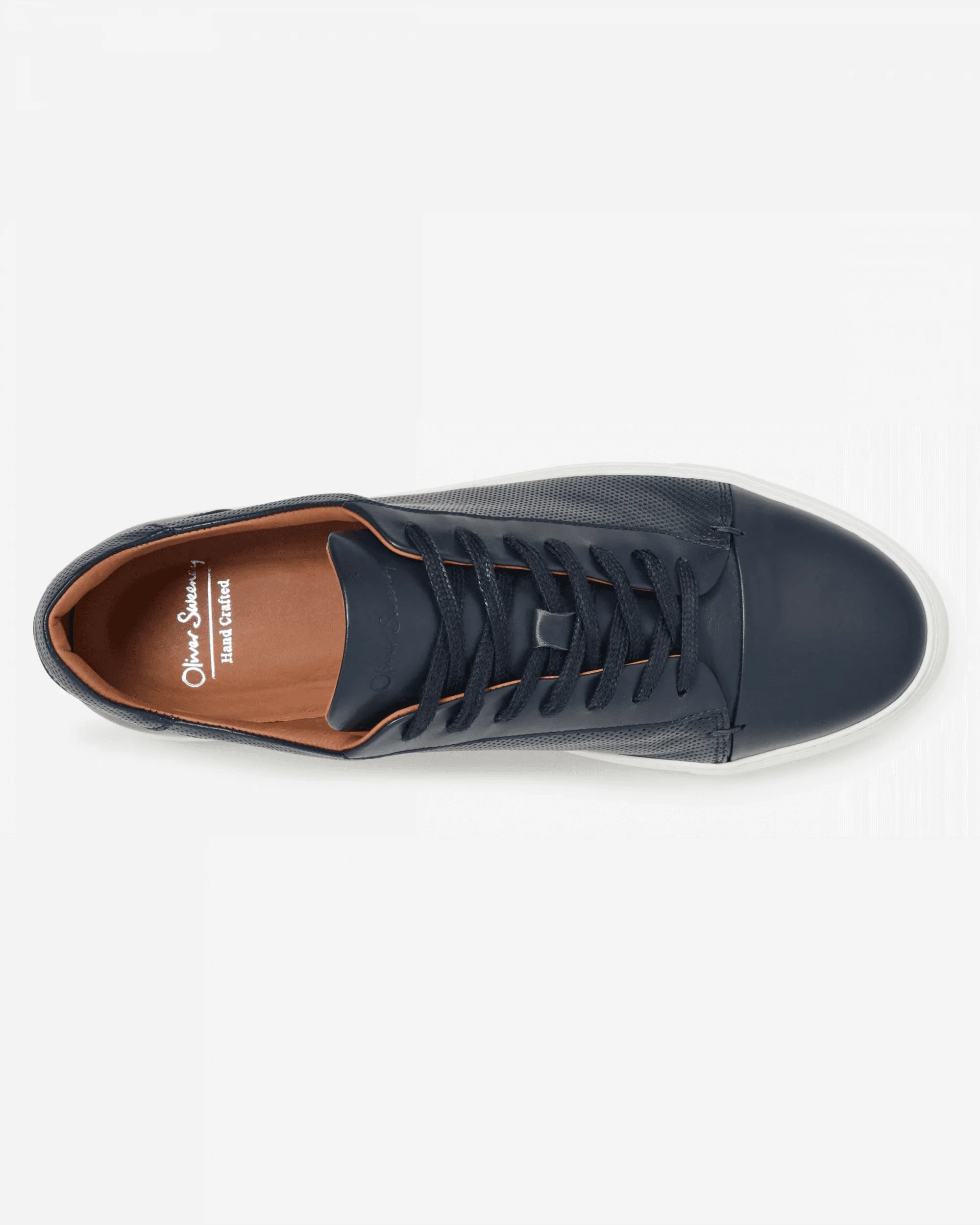 Oliver Sweeney Almada Mens Perforated Leather Trainers - Navy - Image 4