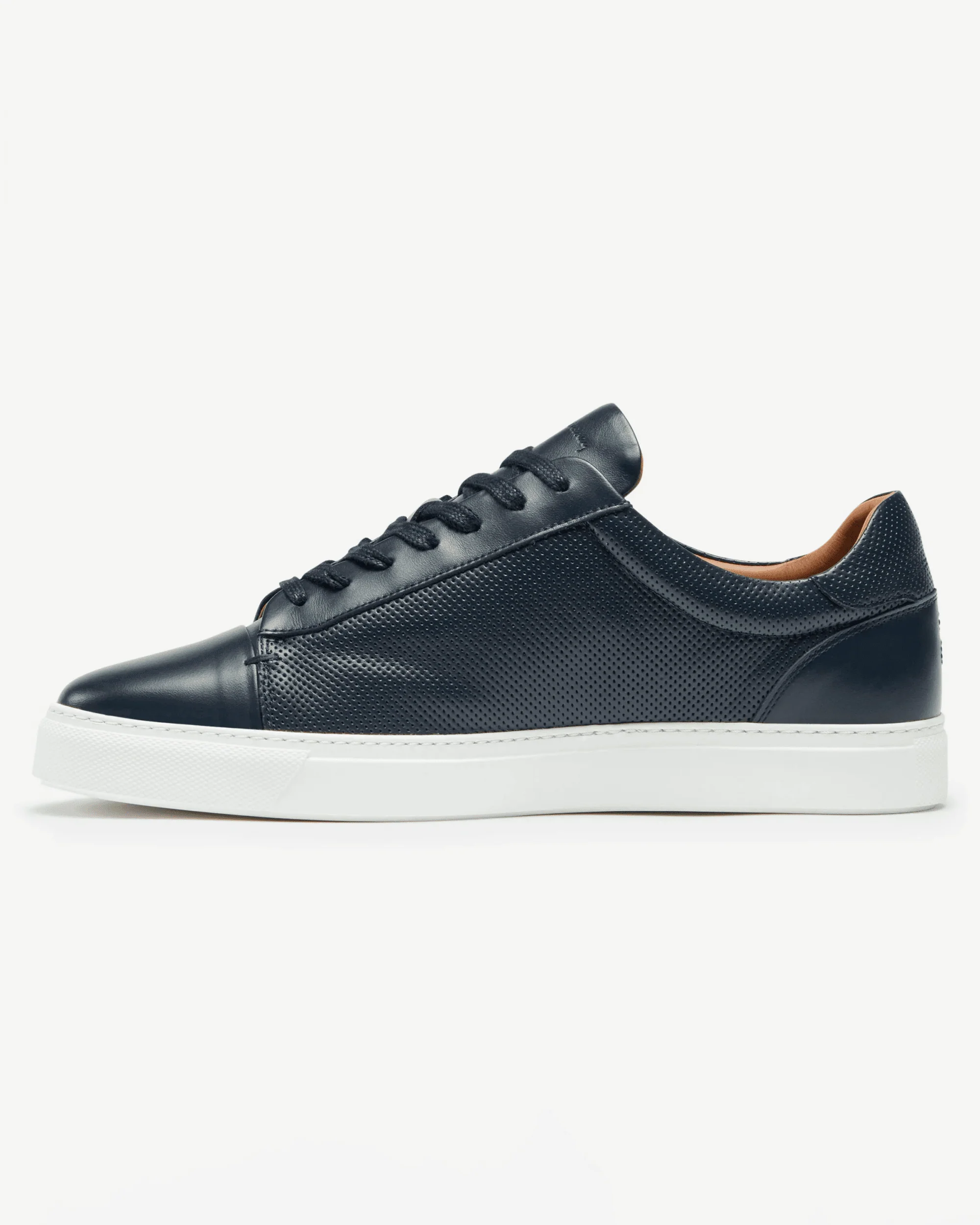 Oliver Sweeney Almada Mens Perforated Leather Trainers - Navy - Image 5