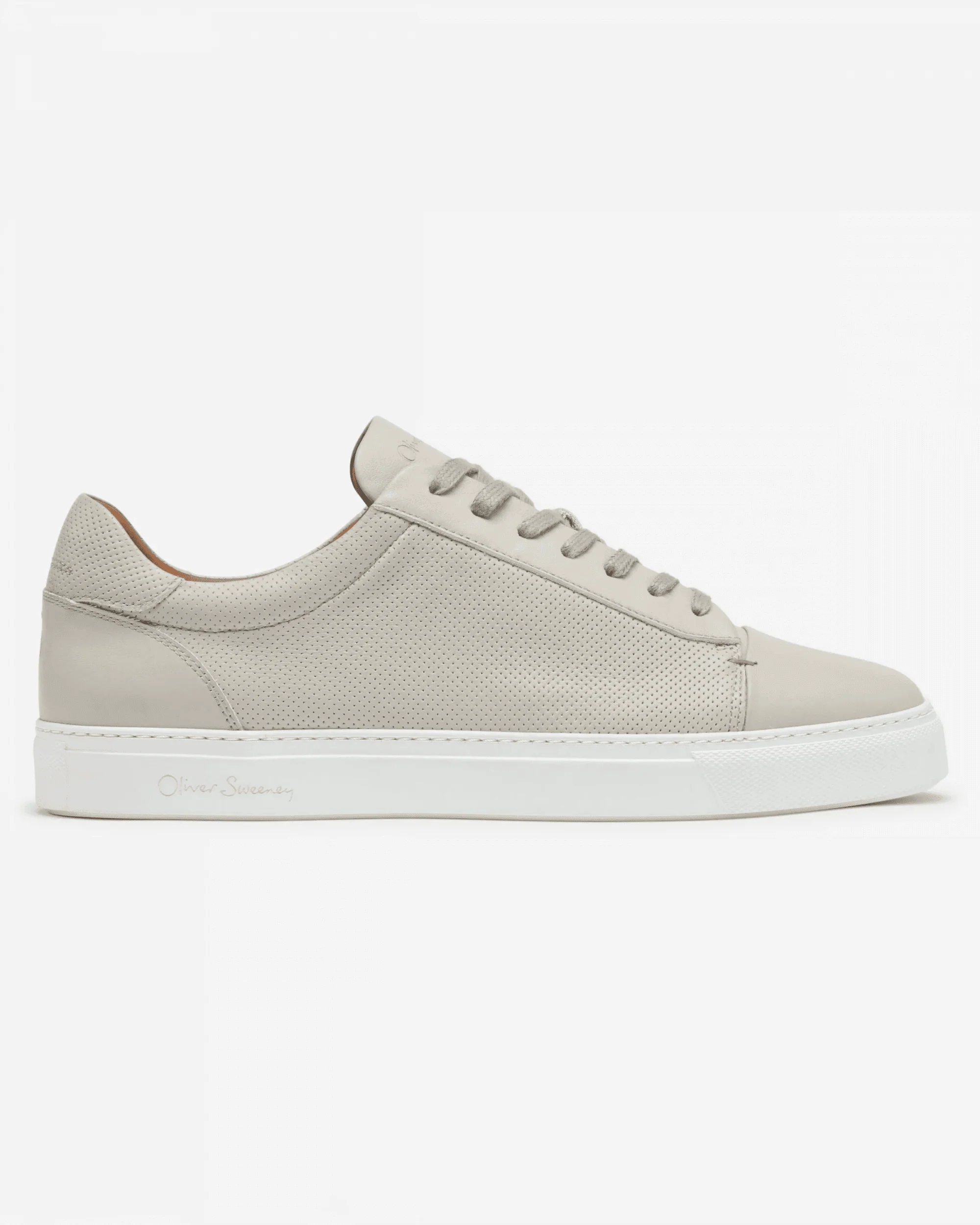 Oliver Sweeney Almada Mens Perforated Leather Trainers - Off White - Image 2