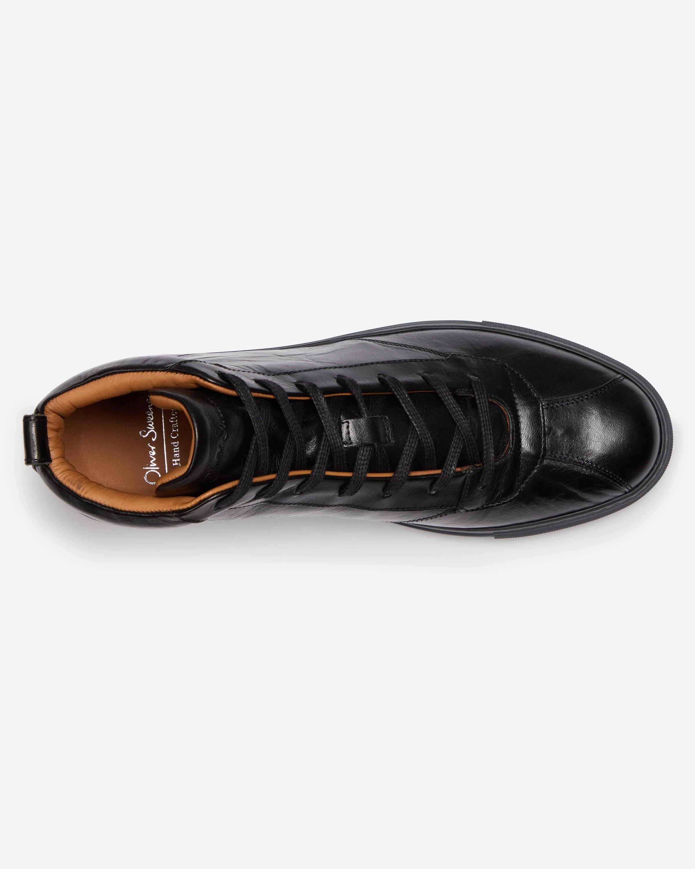 Oliver Sweeney Defeza Mens Calf Leather Retro Hi-Tops - Black - Image 3