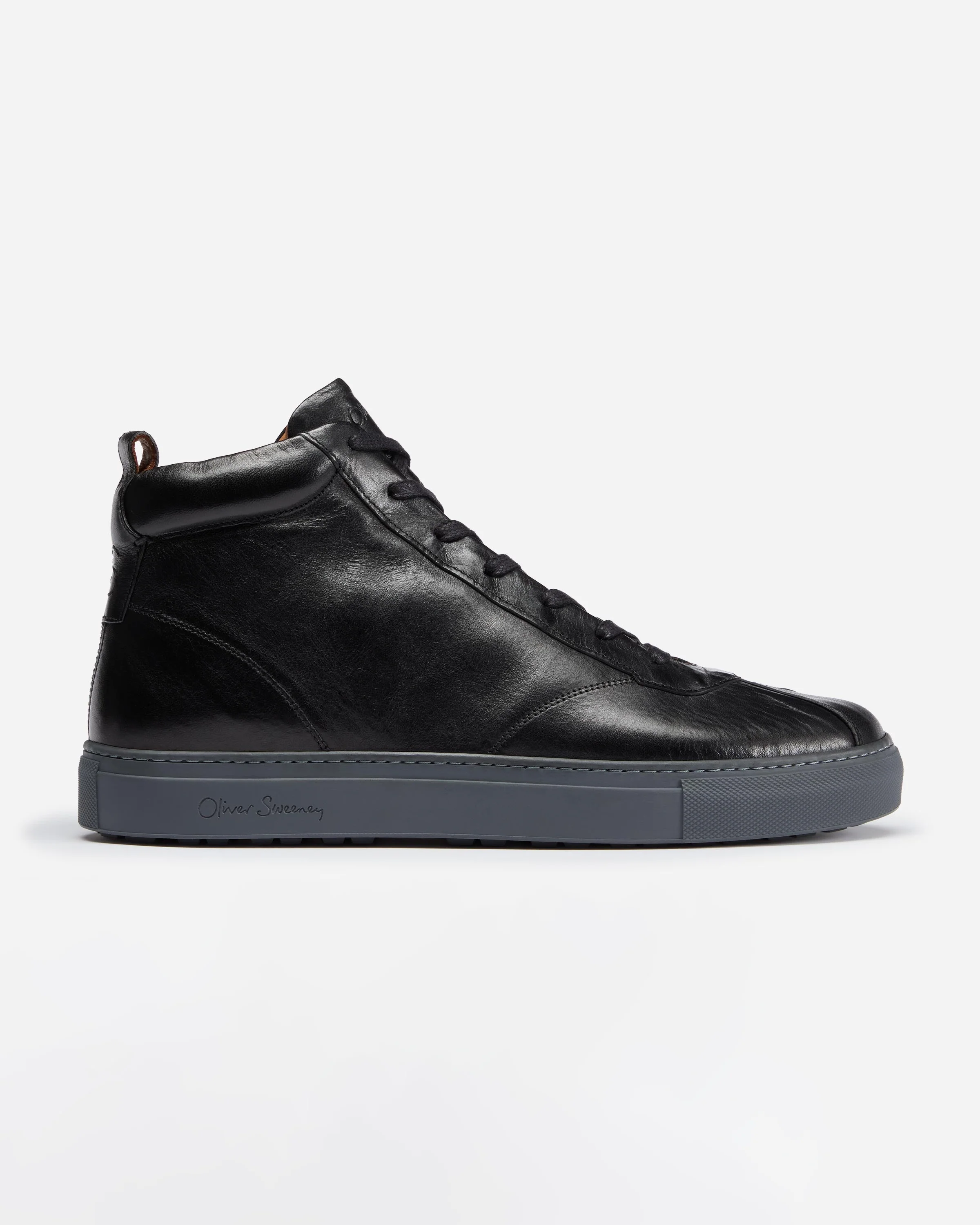 Oliver Sweeney Defeza Mens Calf Leather Retro Hi-Tops - Black - Image 4