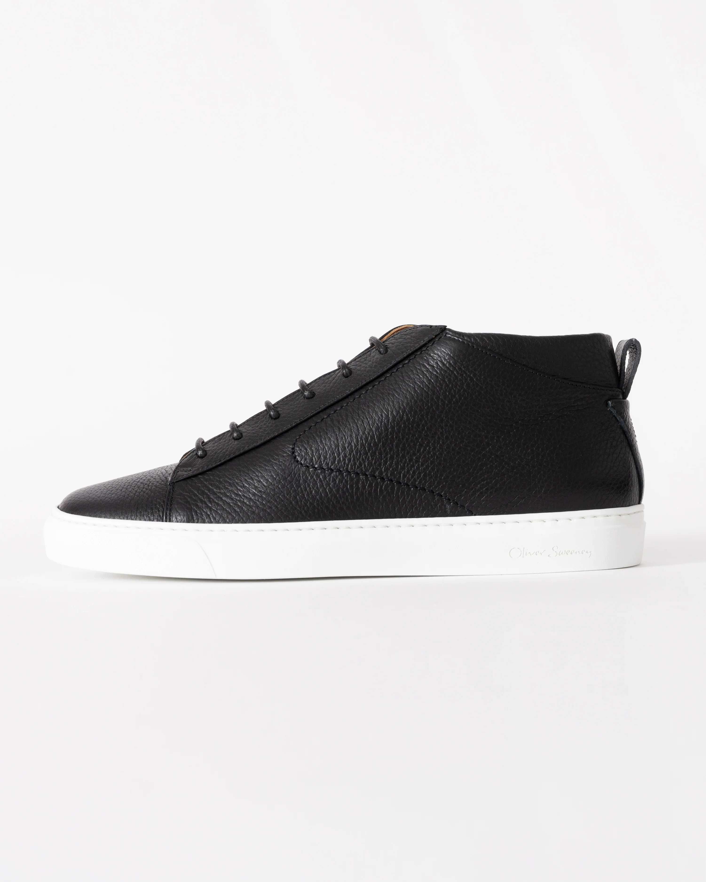 Oliver Sweeney Fermo Mens Mid Cut Deer Leather Trainers - Black - Image 2