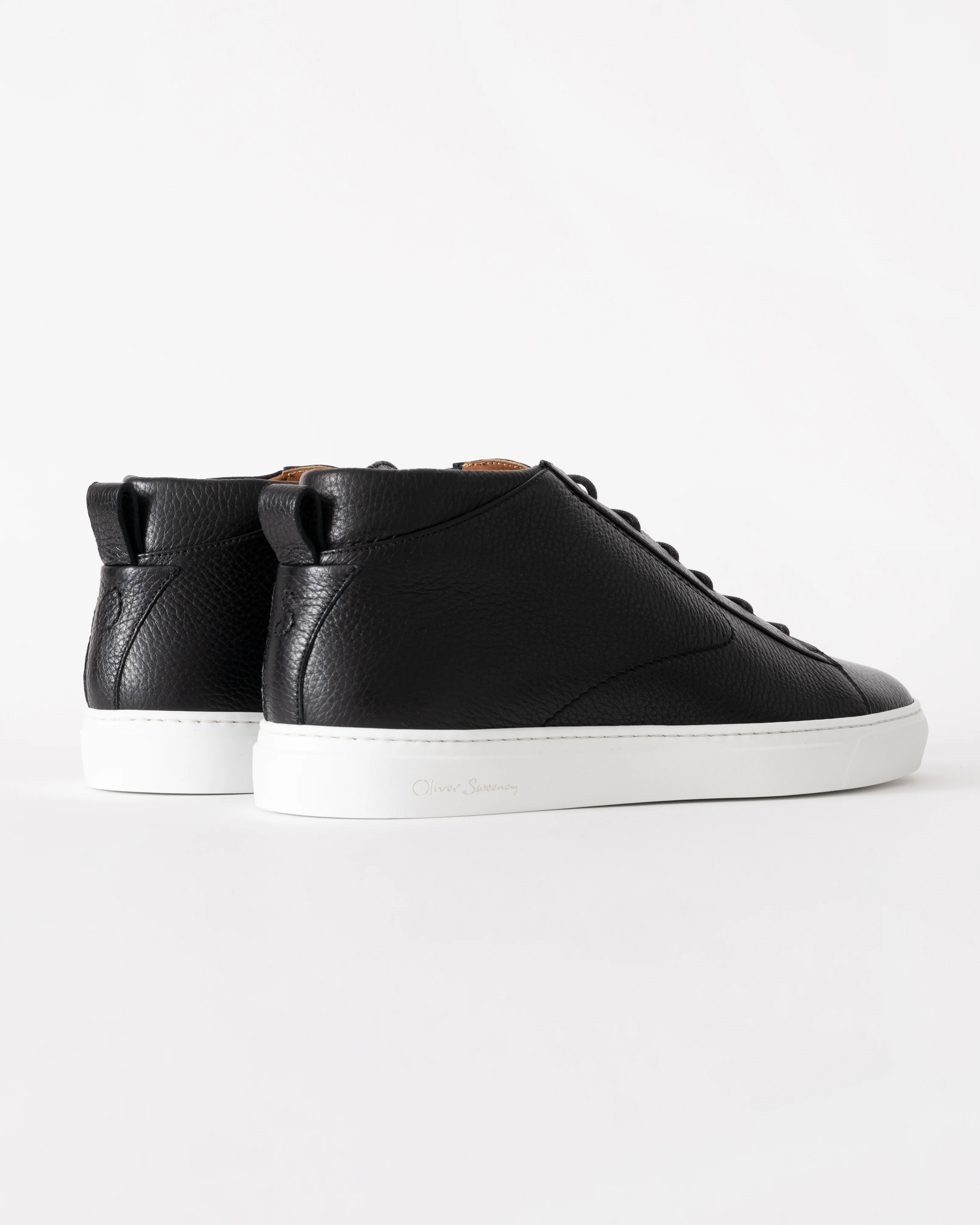 Oliver Sweeney Fermo Mens Mid Cut Deer Leather Trainers - Black - Image 3