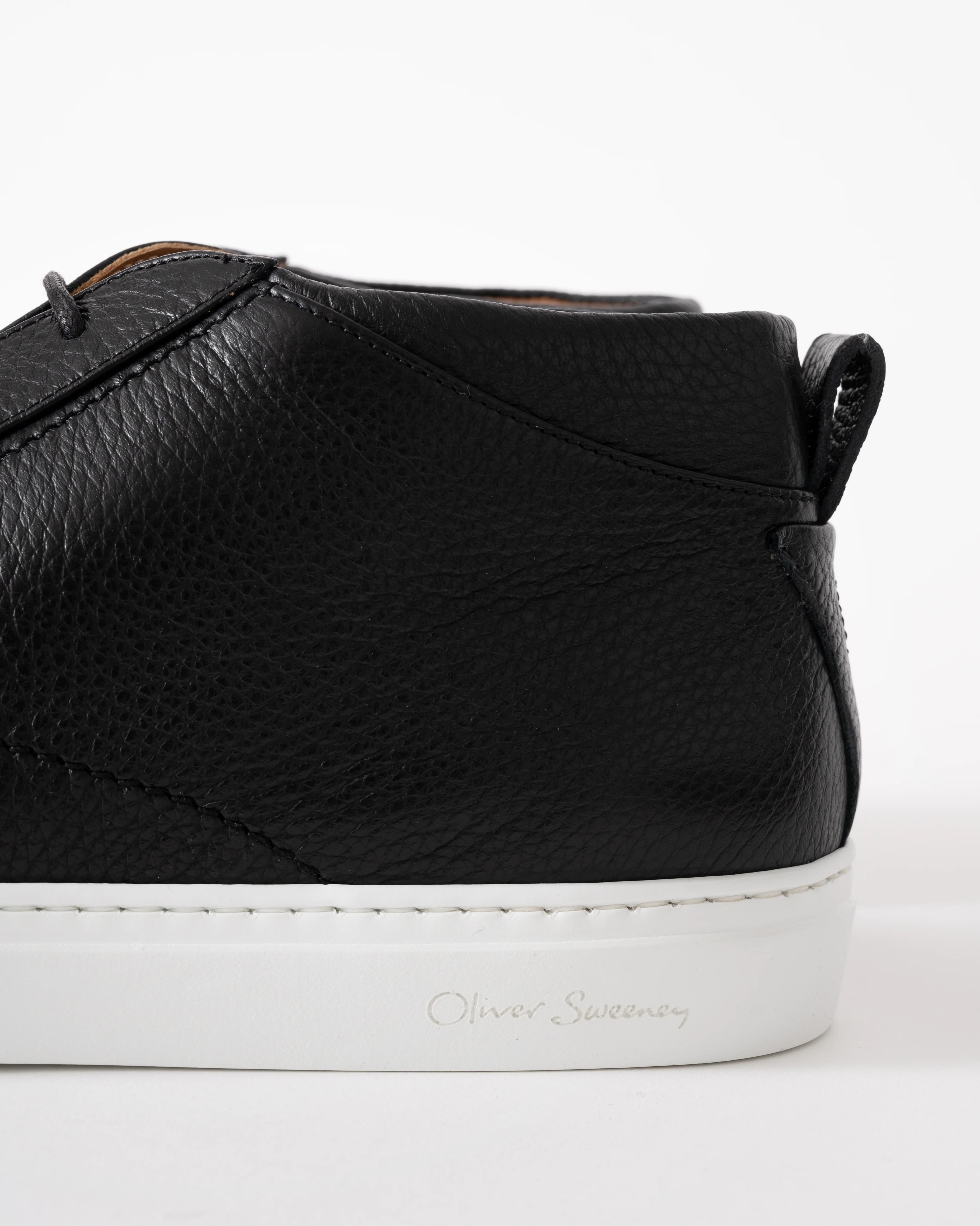 Oliver Sweeney Fermo Mens Mid Cut Deer Leather Trainers - Black - Image 4