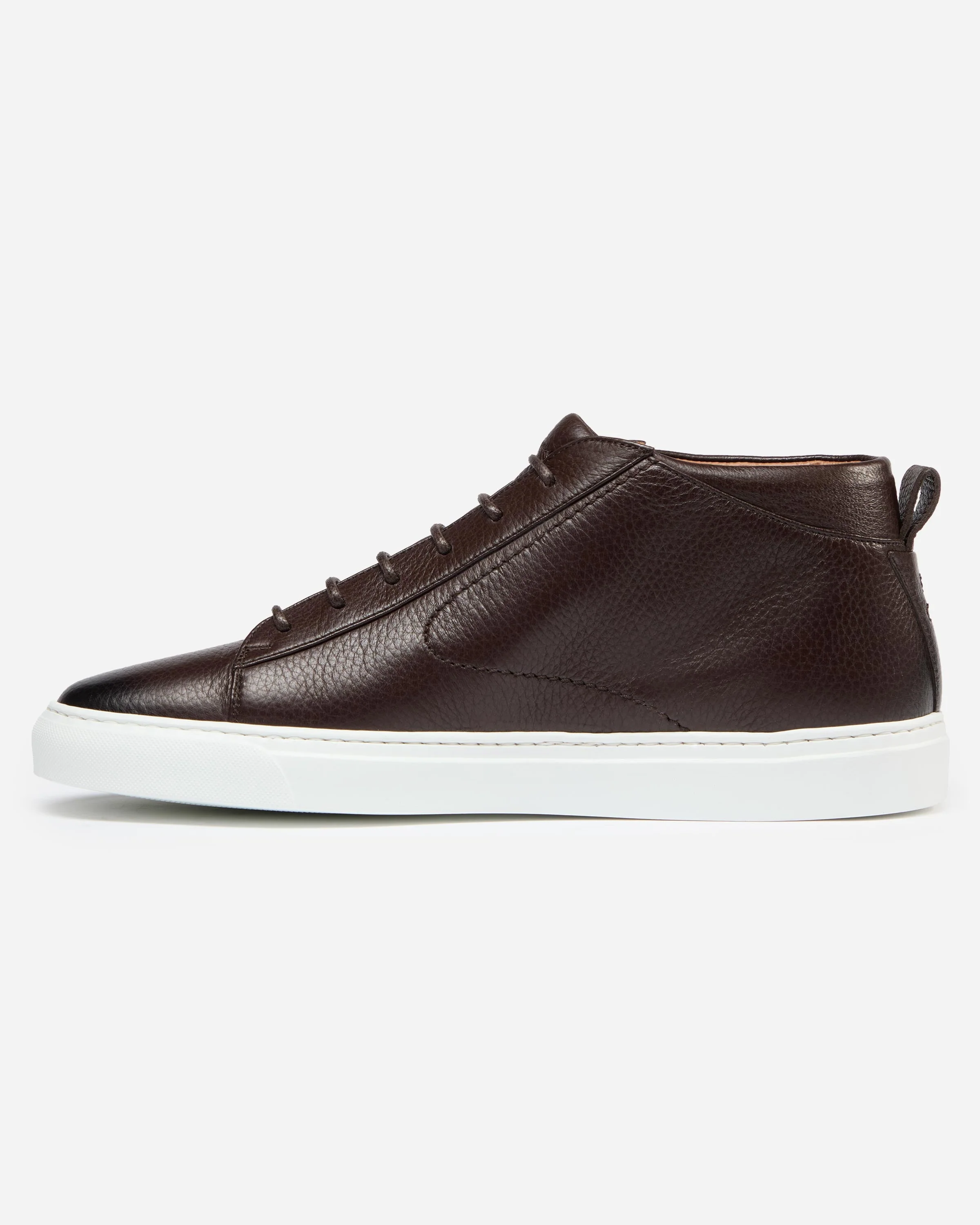 Oliver Sweeney Fermo Mens Mid Cut Deer Leather Trainers - Dark Brown - Image 2