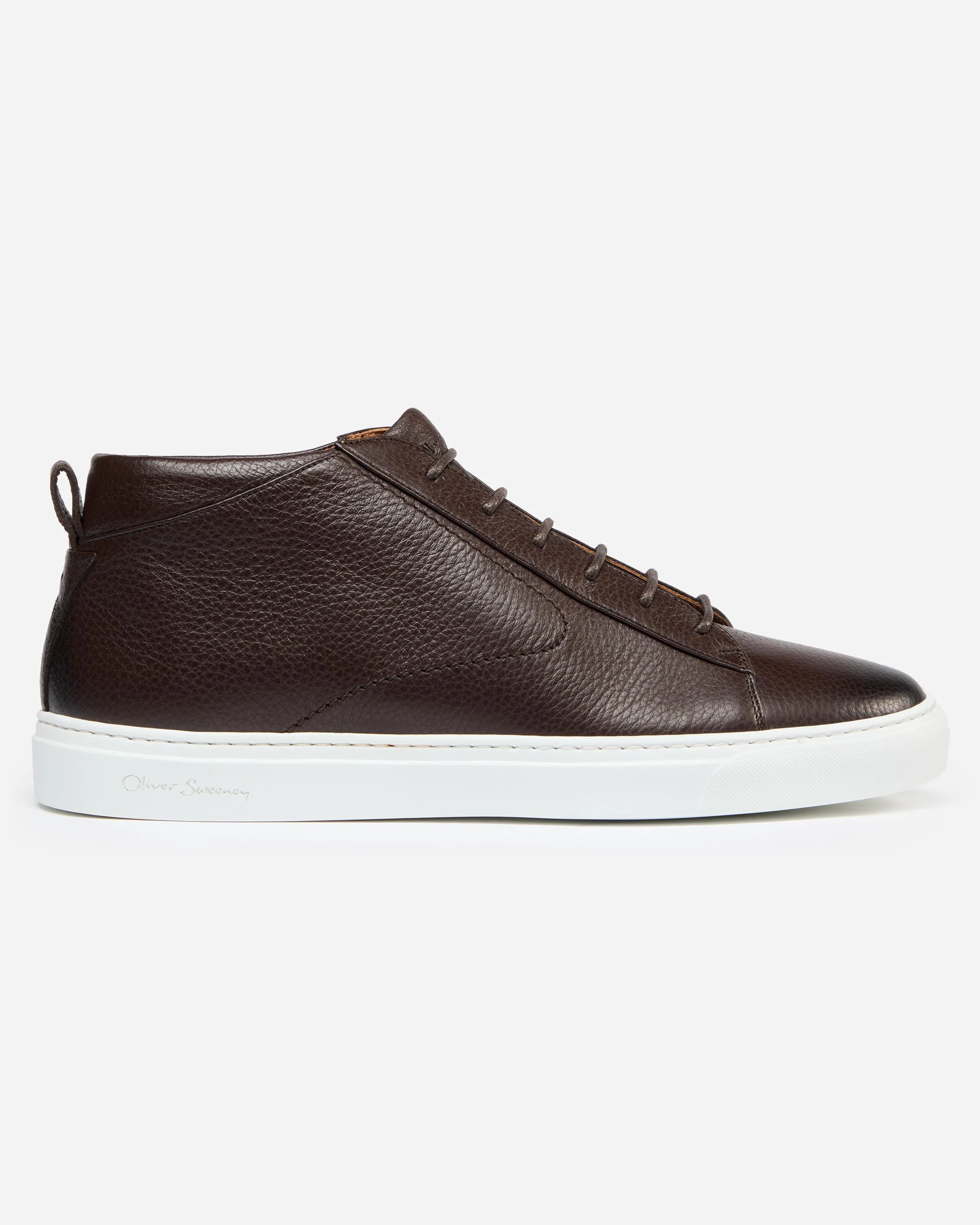 Oliver Sweeney Fermo Mens Mid Cut Deer Leather Trainers - Dark Brown - Image 3