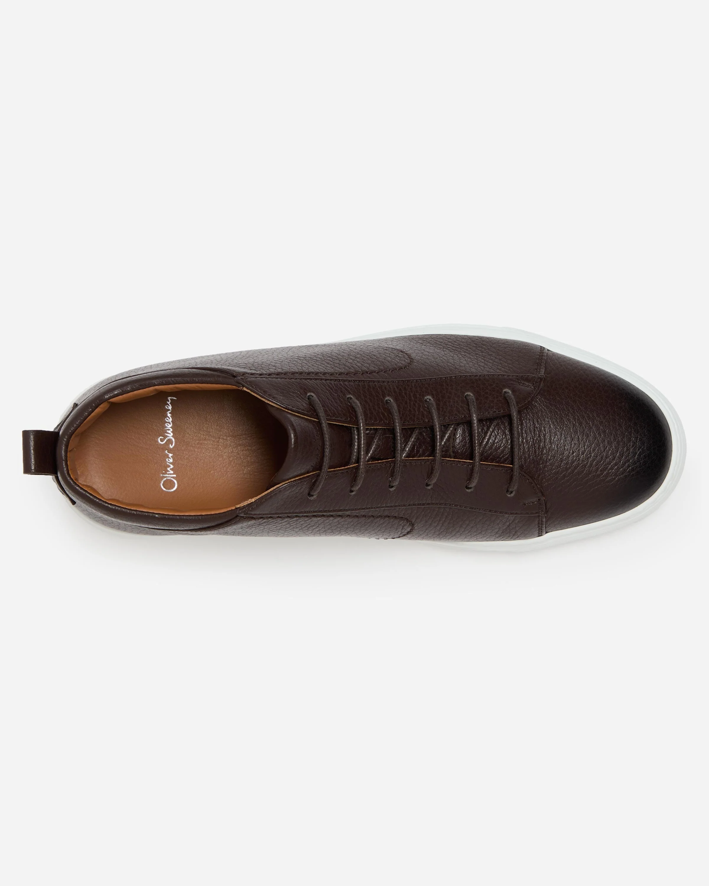 Oliver Sweeney Fermo Mens Mid Cut Deer Leather Trainers - Dark Brown - Image 4
