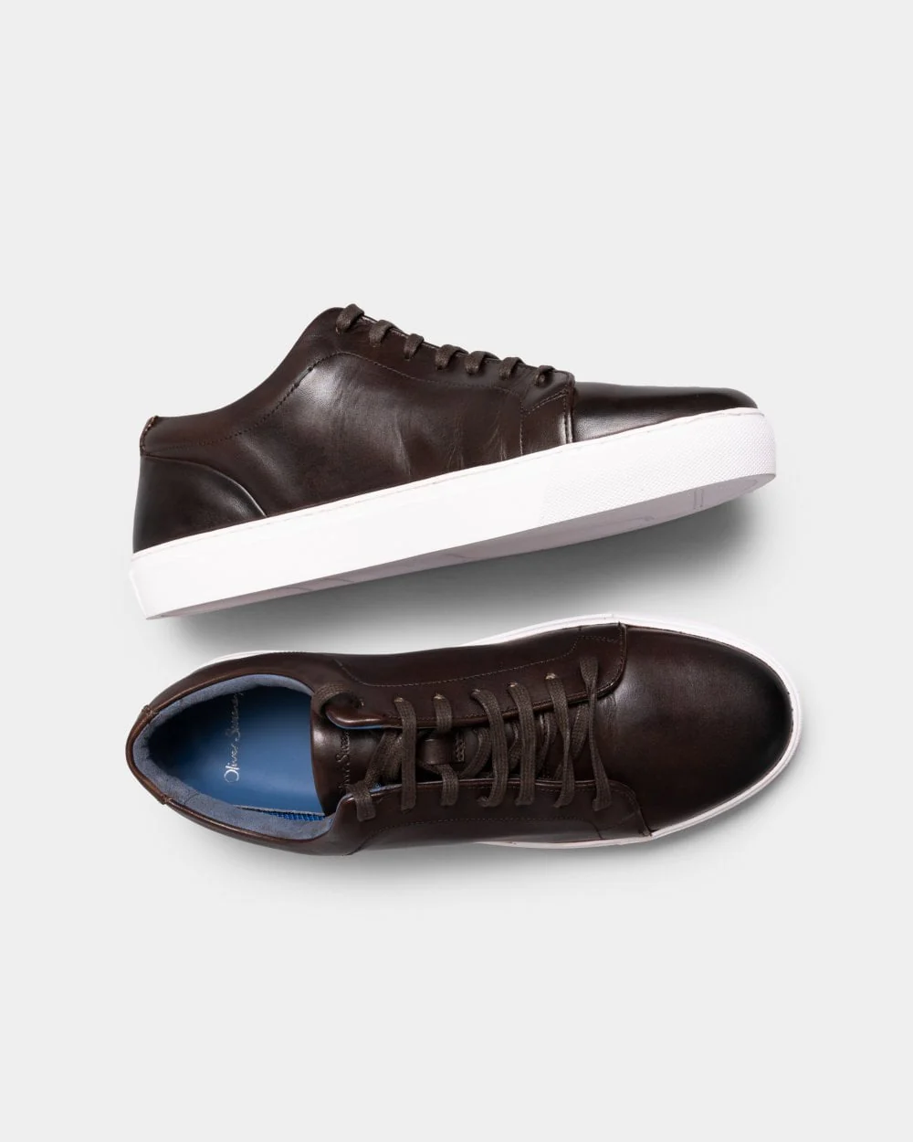 Oliver Sweeney Hayle Antiqued Calf Leather Mens Trainers - Brown - Image 5