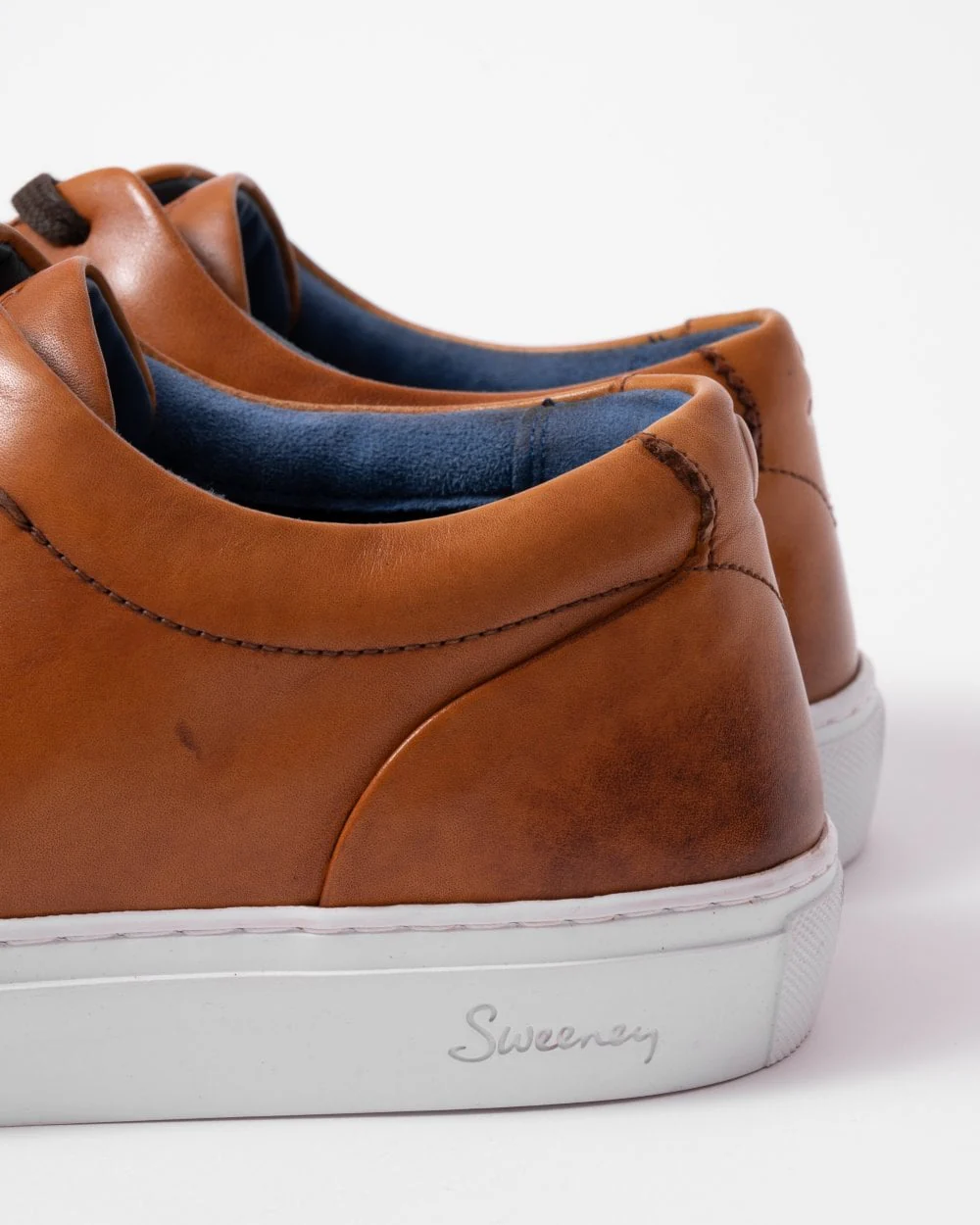 Oliver Sweeney Hayle Antiqued Calf Leather Mens Trainers - Cognac - Image 2