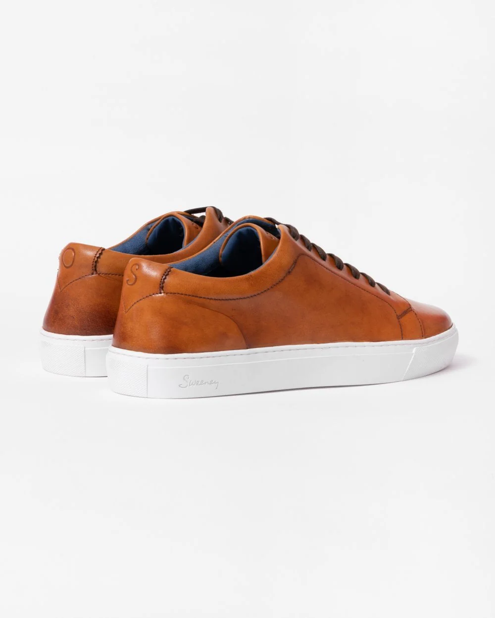 Oliver Sweeney Hayle Antiqued Calf Leather Mens Trainers - Cognac - Image 3