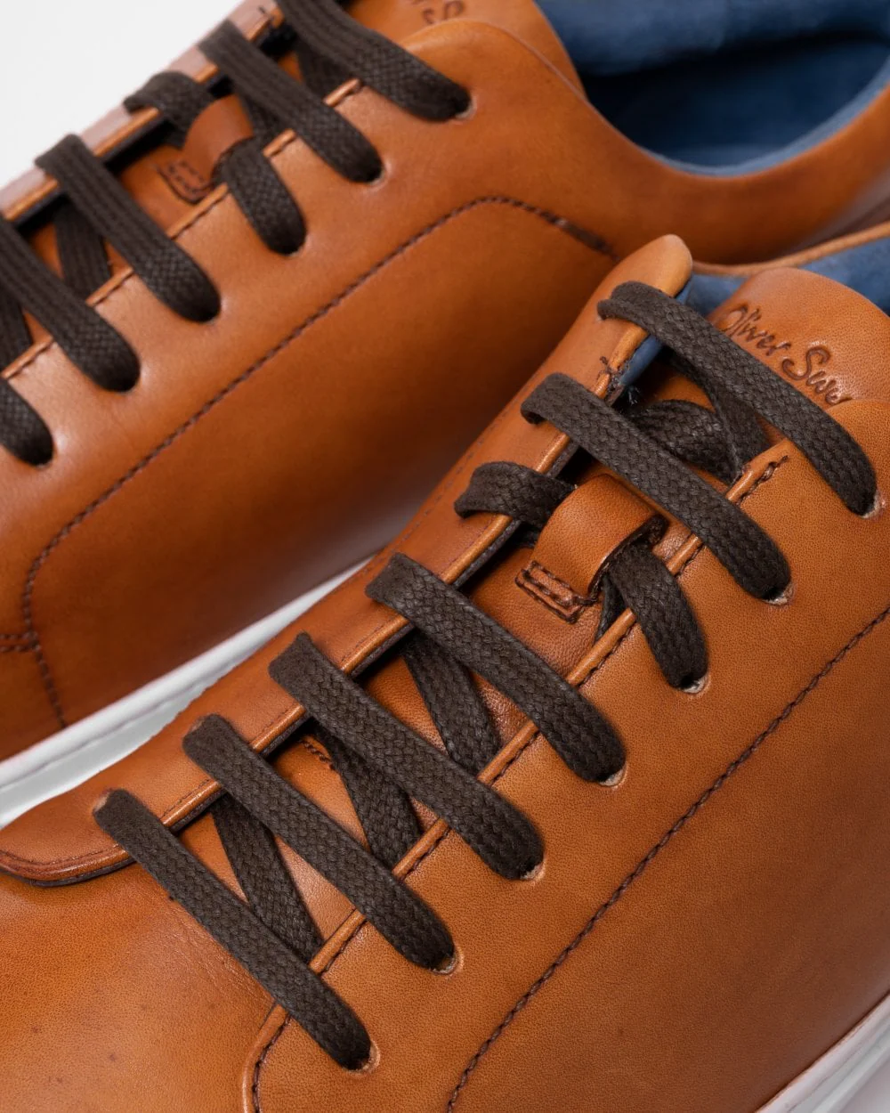 Oliver Sweeney Hayle Antiqued Calf Leather Mens Trainers - Cognac - Image 5