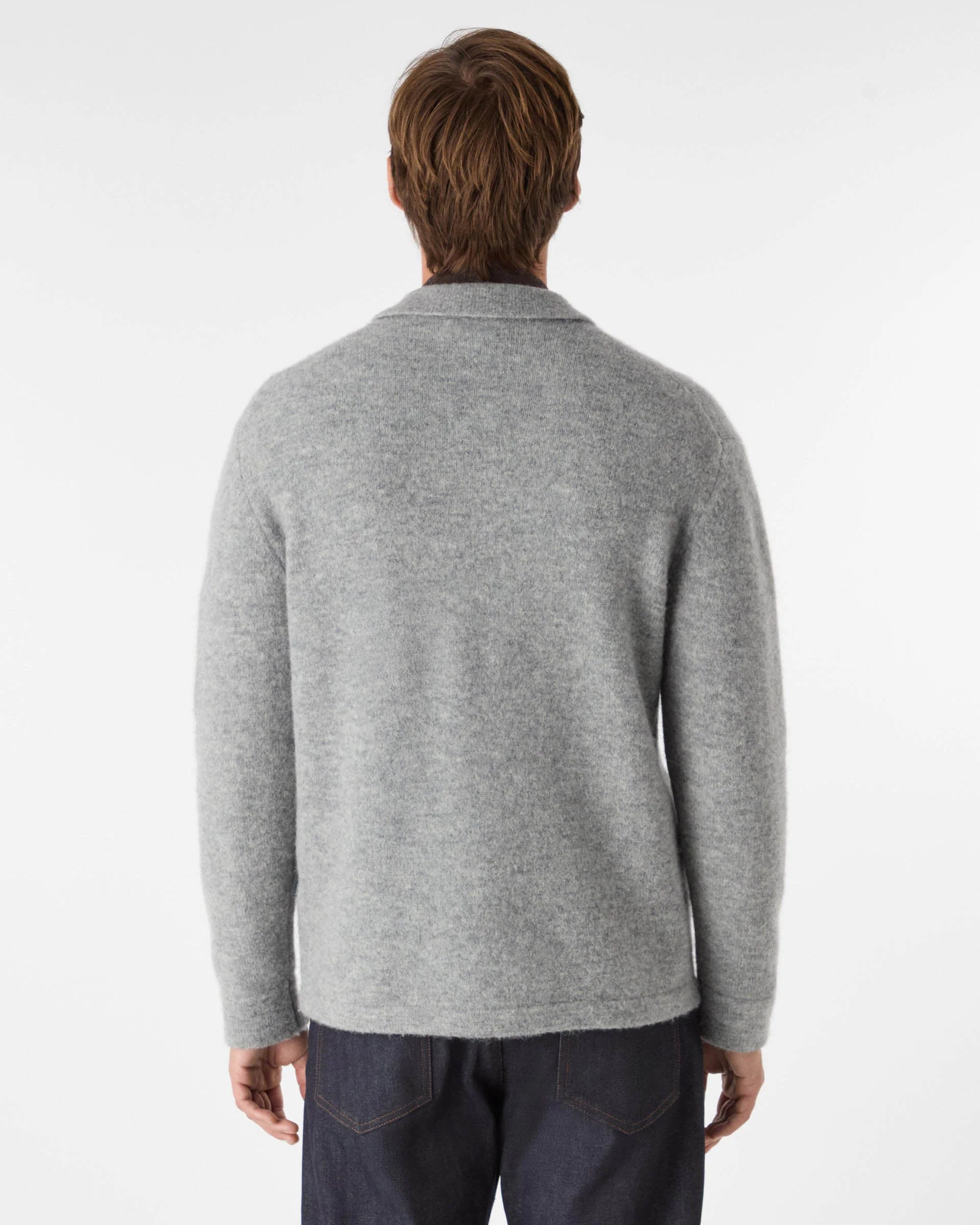Oliver Sweeney Heywood Mens Alpaca Wool Blend Knitted Overshirt - Grey - Image 2