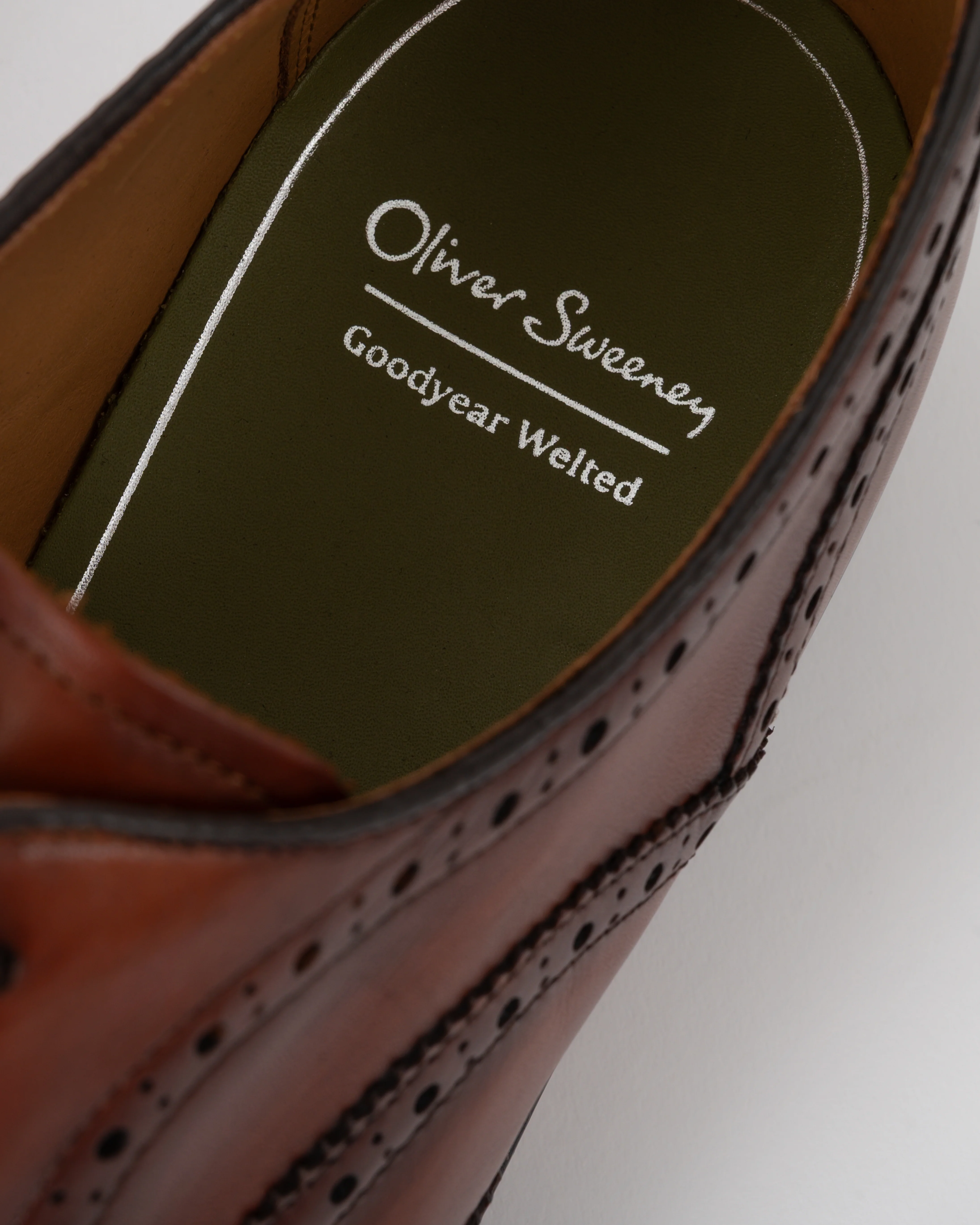 Oliver Sweeney Hunstanton Hand Antiqued Calf Leather Mens Oxford Shoes - Cognac - Image 3