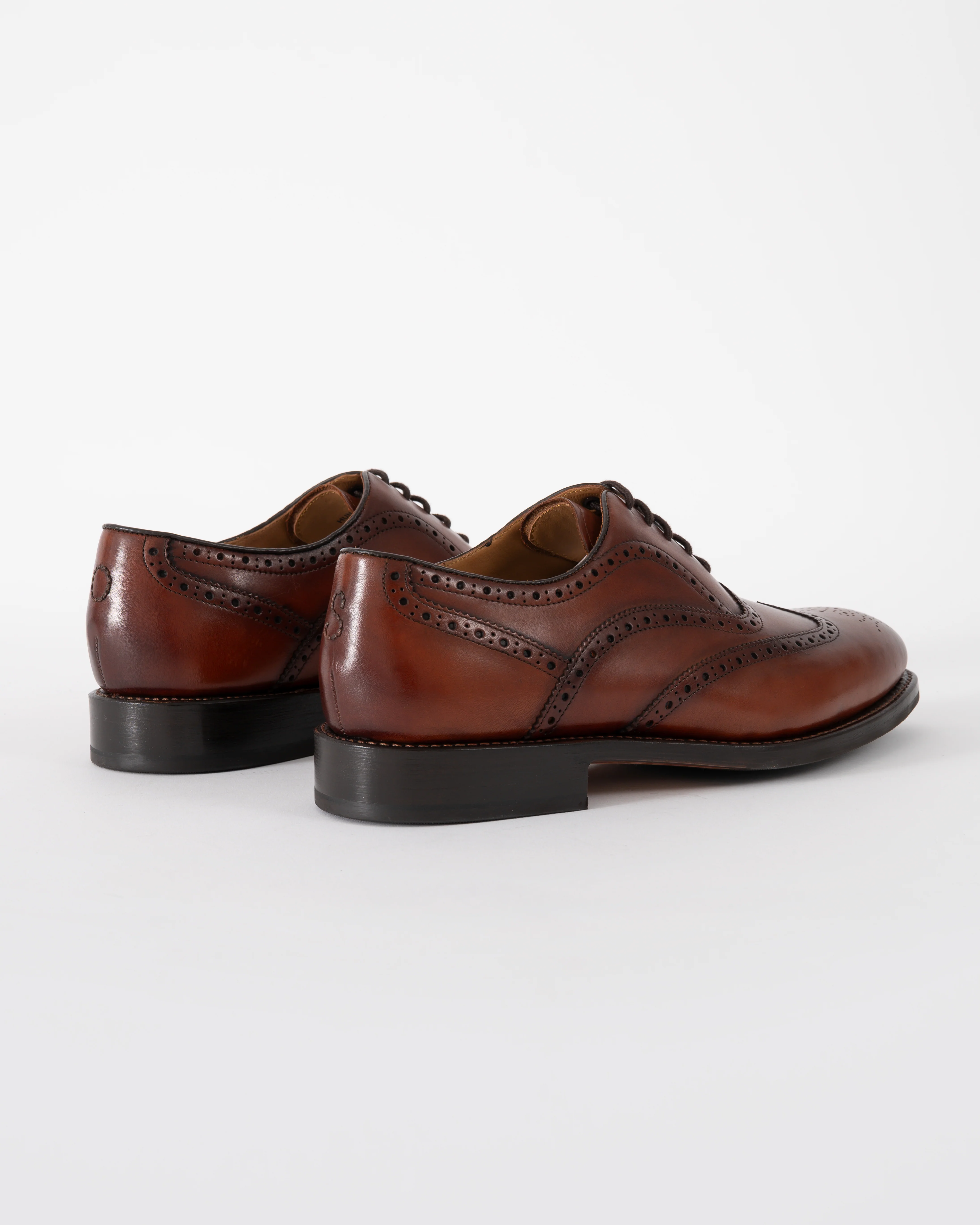 Oliver Sweeney Hunstanton Hand Antiqued Calf Leather Mens Oxford Shoes - Cognac - Image 4