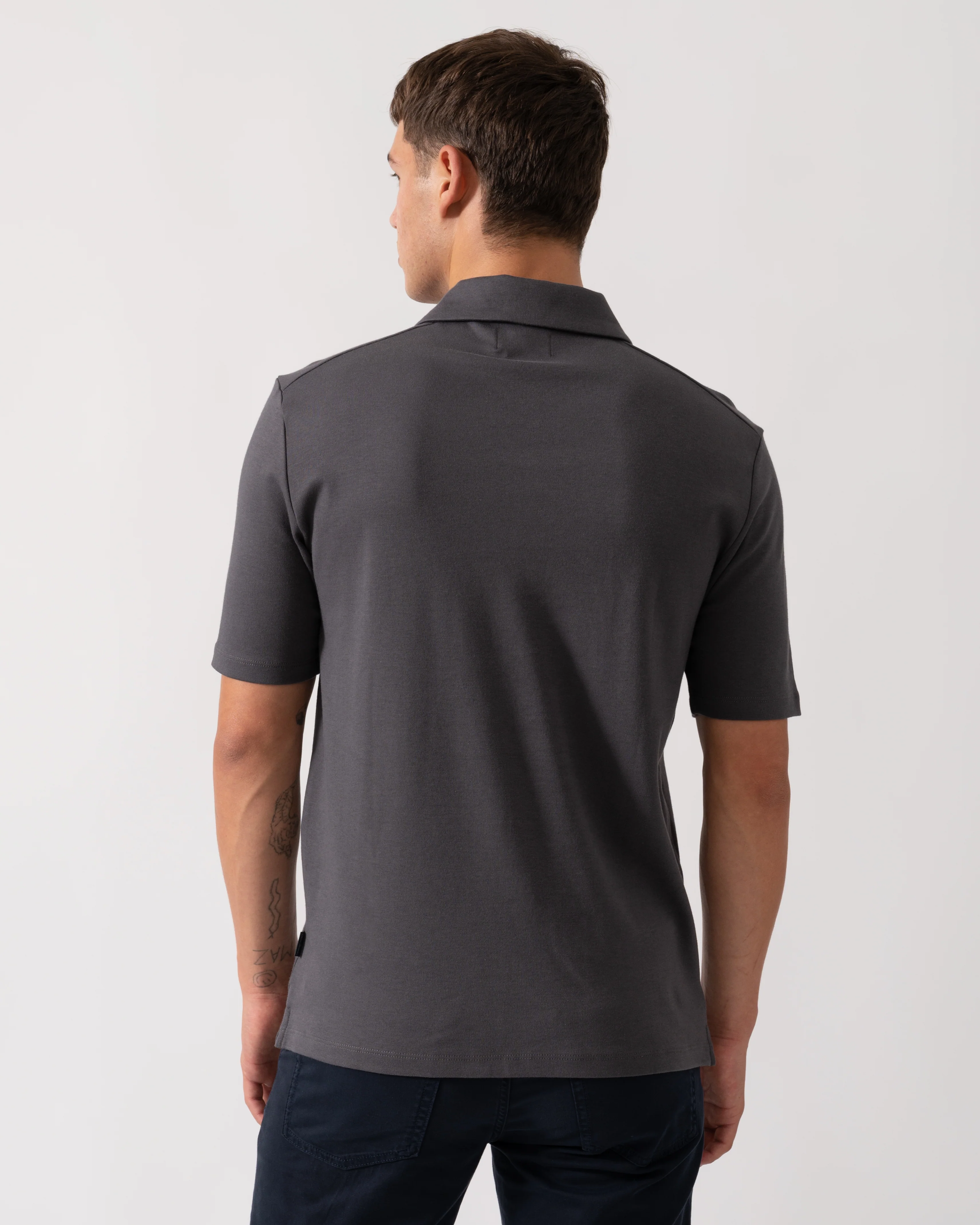 Oliver Sweeney Hunston Mens Short Sleeve Polo Shirt - Slate - Image 4