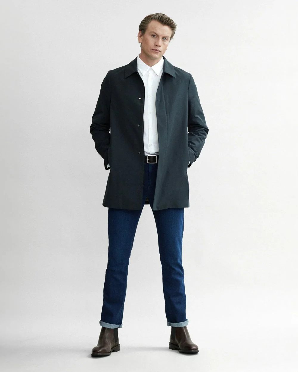 Oliver Sweeney Huntingfield Mens Showerproof Cotton Mac - Navy - Image 2