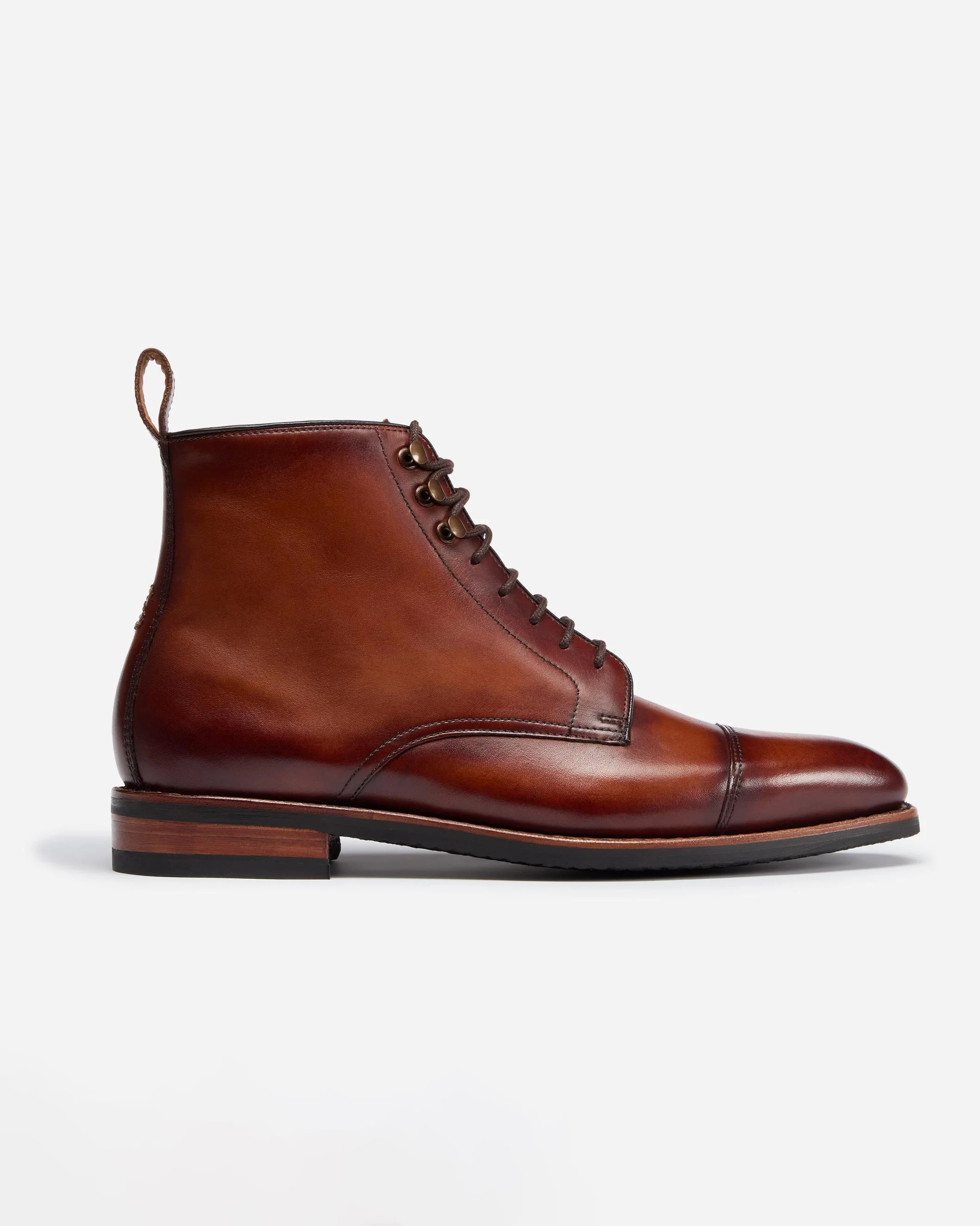 Oliver Sweeney Inglesham Mens Antiqued Calf Leather Boots - Dark Tan - Image 2
