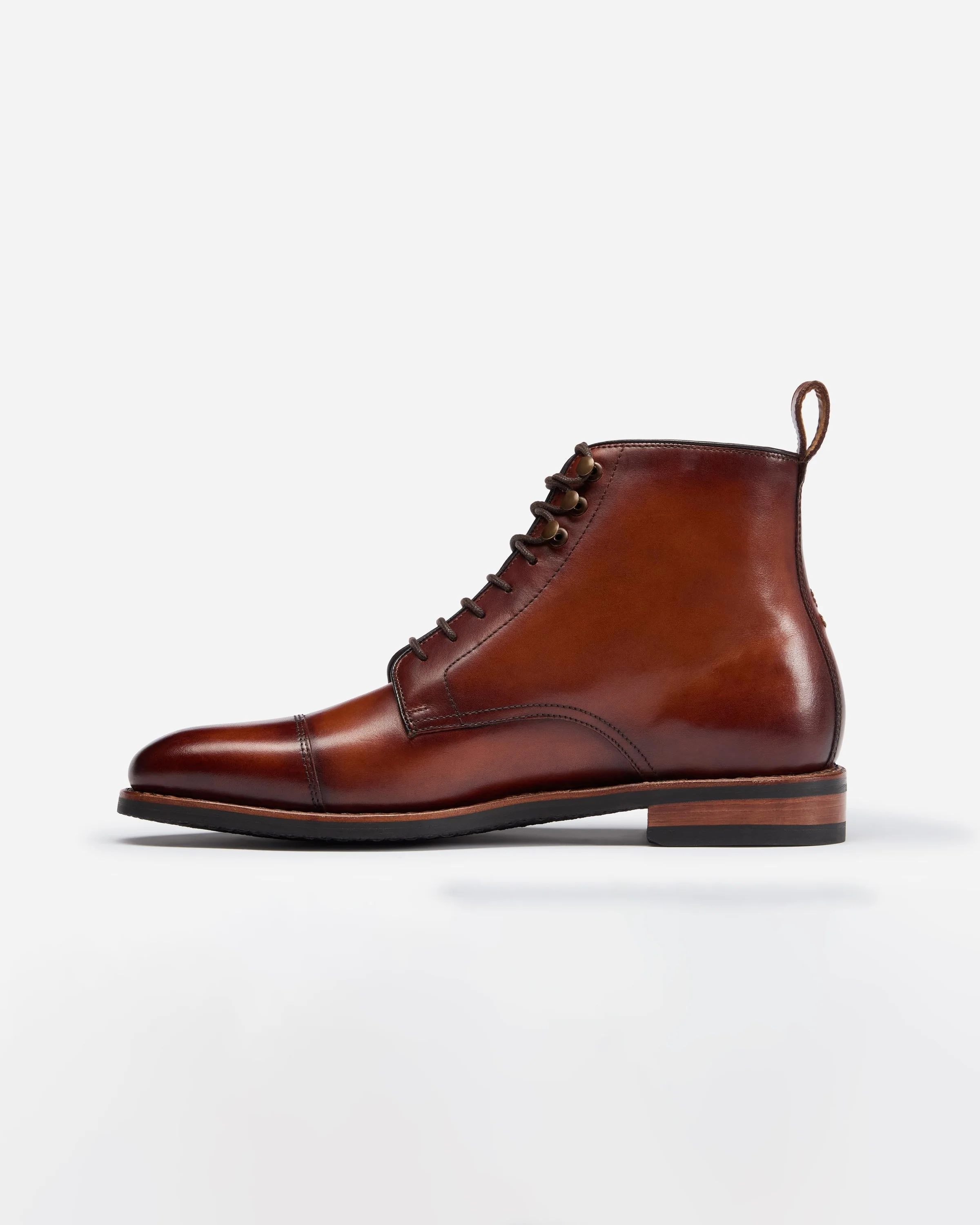Oliver Sweeney Inglesham Mens Antiqued Calf Leather Boots - Dark Tan - Image 5