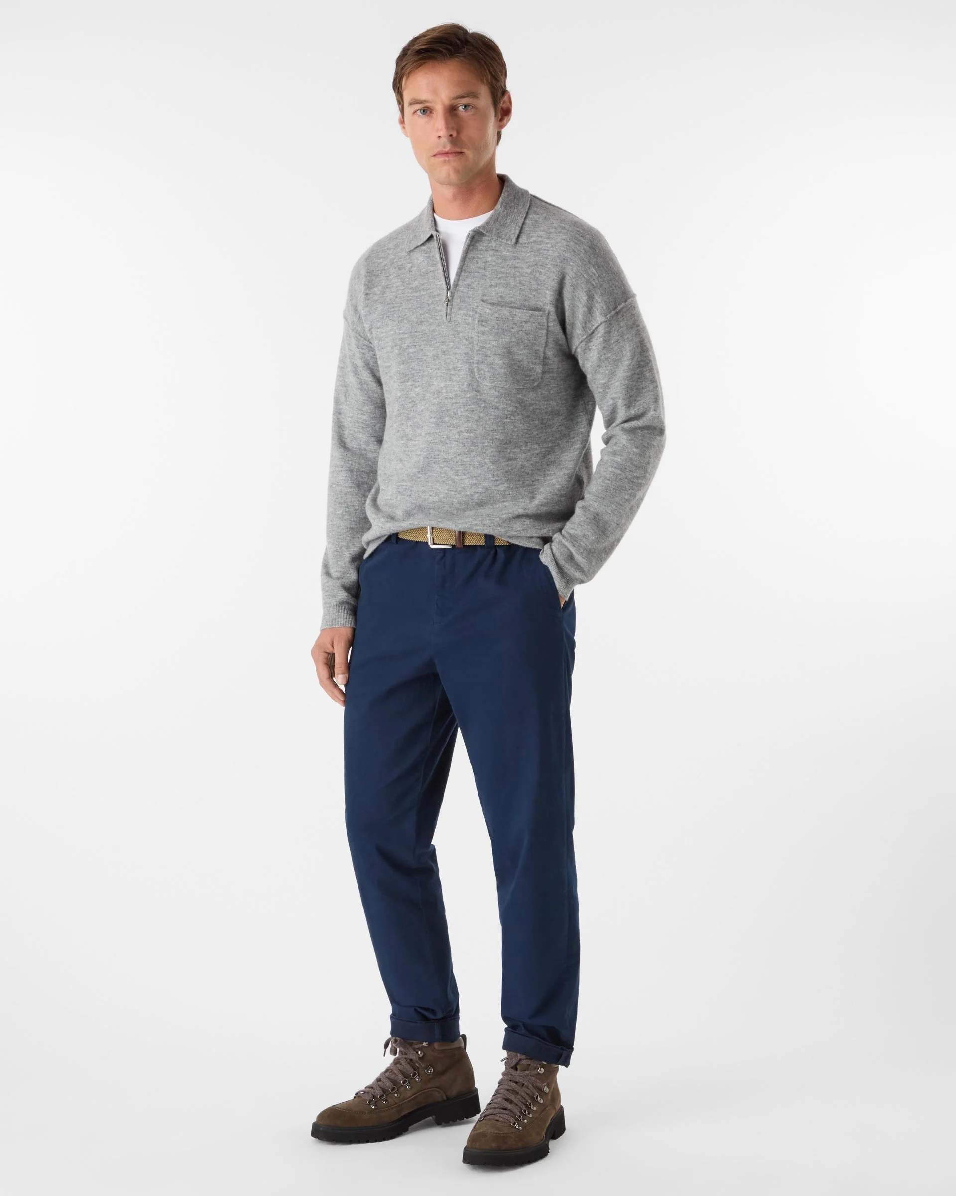 Oliver Sweeney Killala Mens Alpaca Wool Blend Quarter Zip Jumper - Grey - Image 3