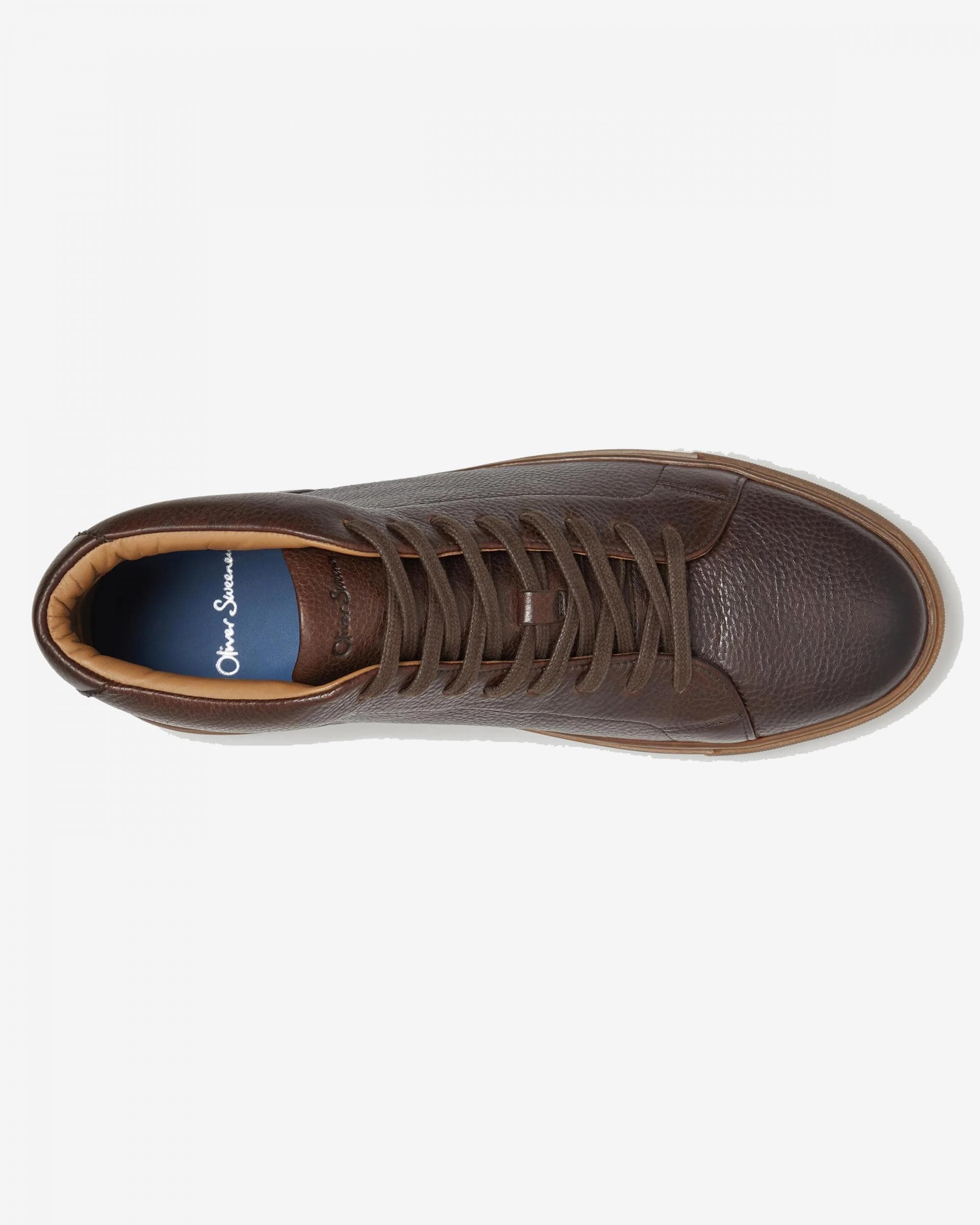 Oliver Sweeney Laxey Mens Soft-Milled Calf Leather Hi-Tops - Chocolate - Image 4