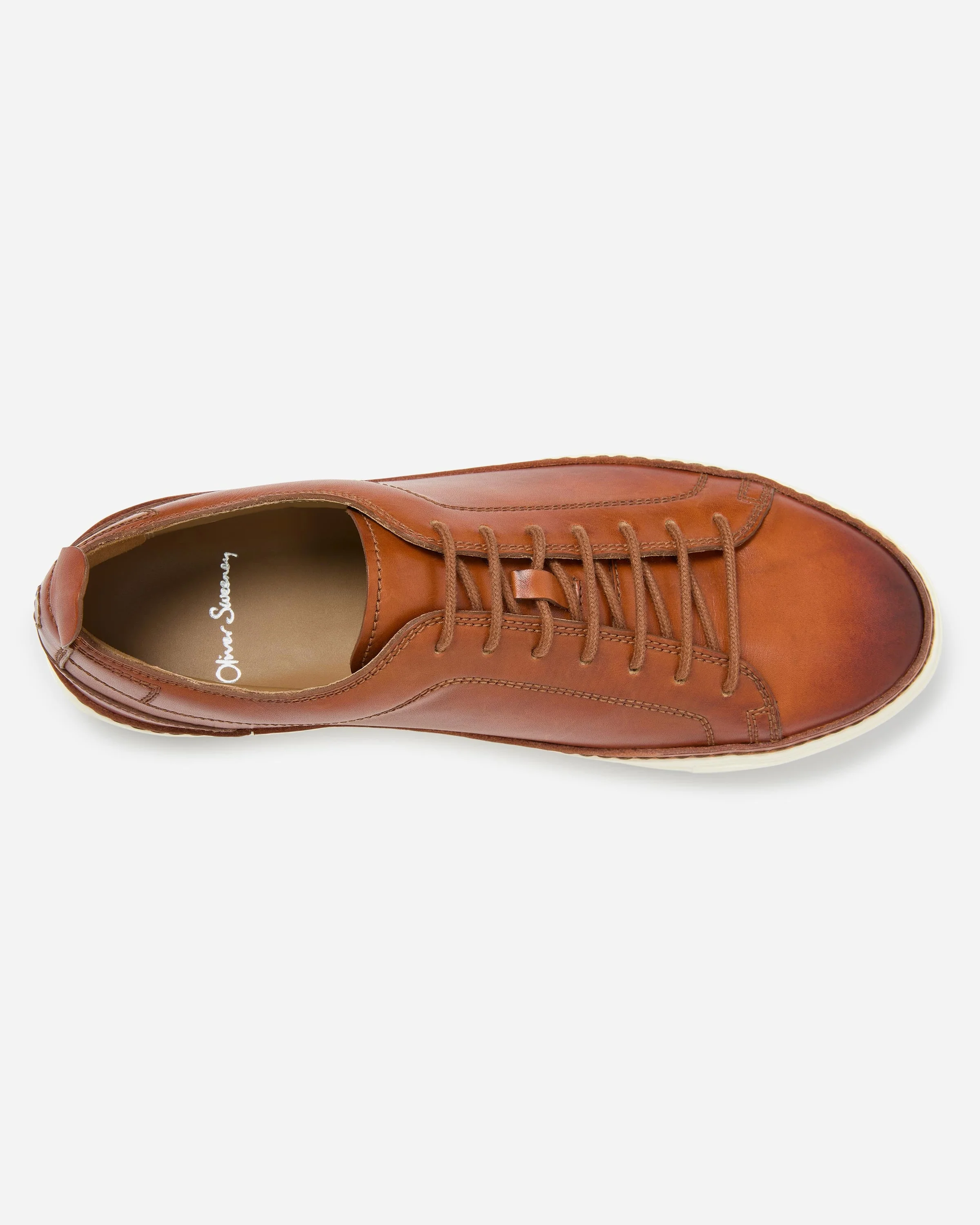 Oliver Sweeney Lopes Mens Leather Cupsole Trainers - Tan - Image 3