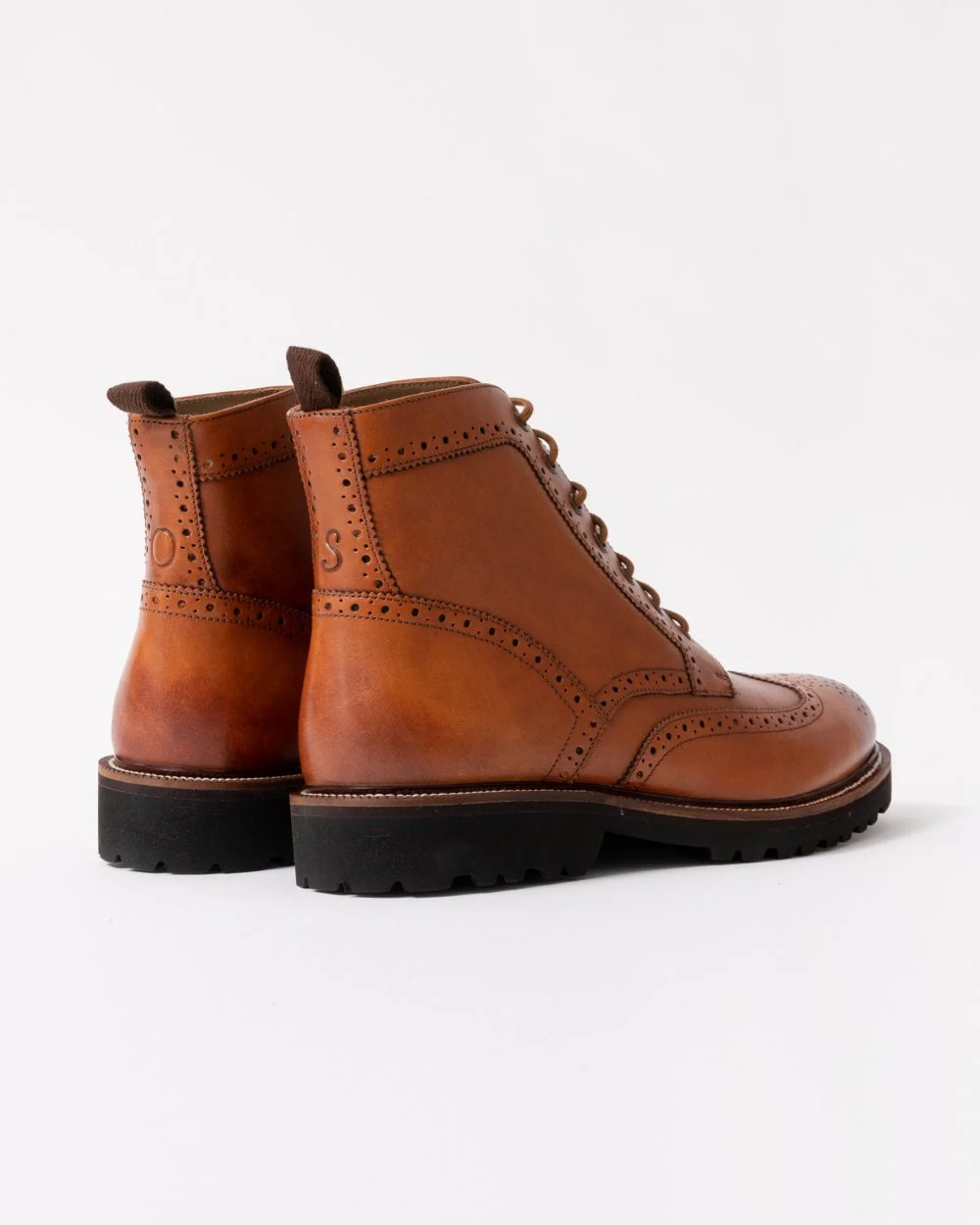 Oliver Sweeney Milbrook Mens Antiqued Leather Brogue Boots - Tan - Image 2