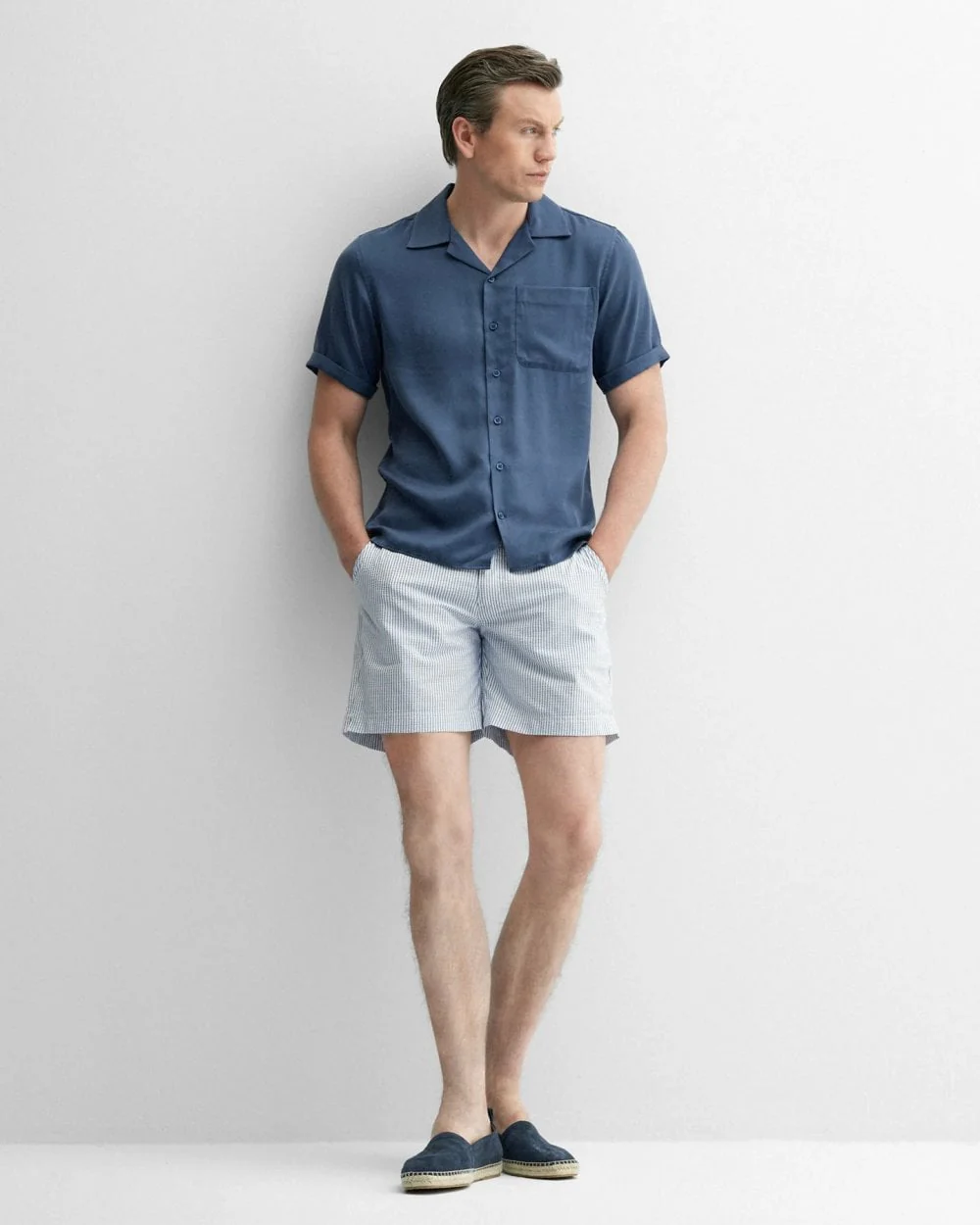 Oliver Sweeney Monforte Mens Cotton Seersucker Swim Shorts - Image 2