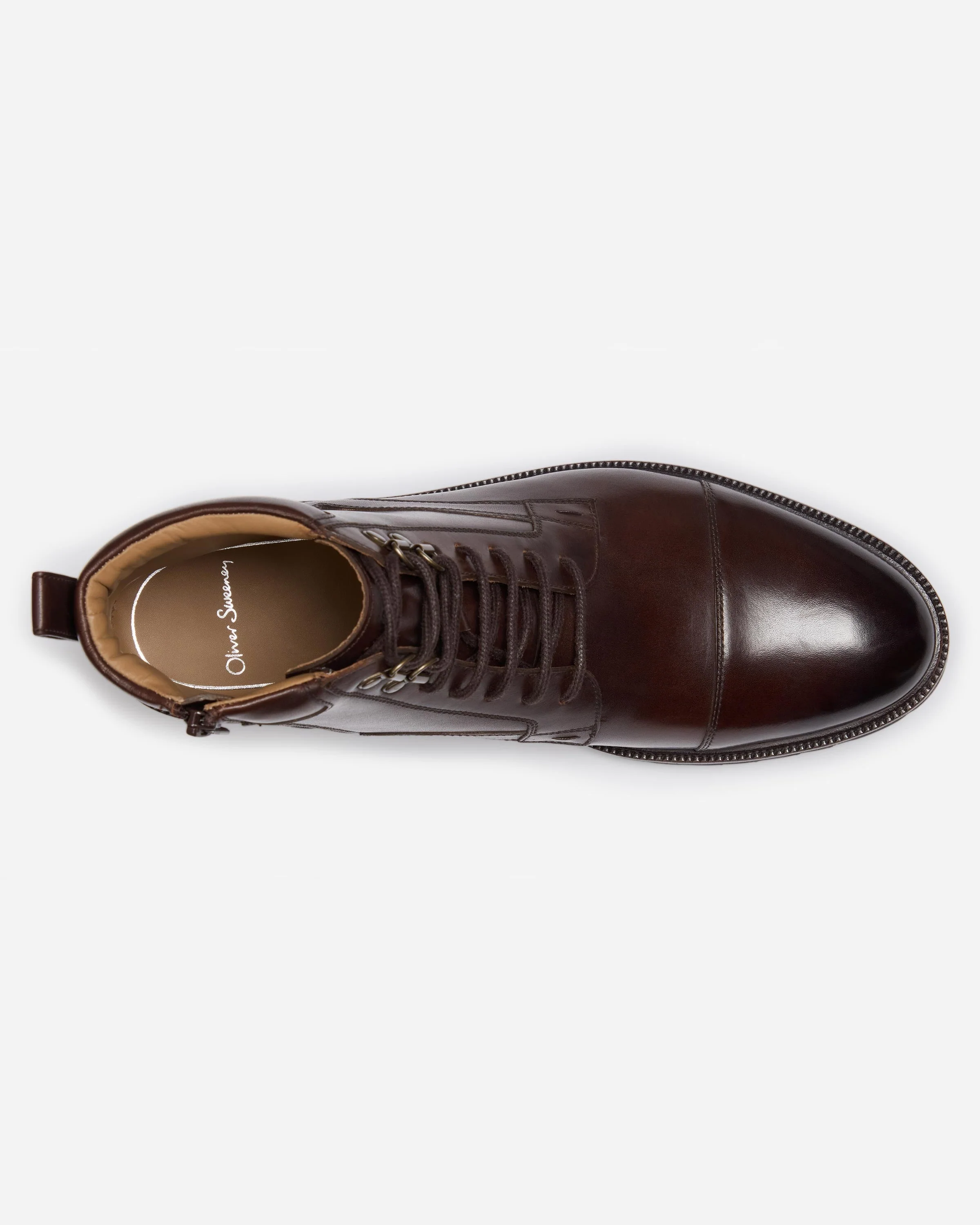 Oliver Sweeney Runcorn Mens Antiqued Calf Leather Brogue Boots - Brown - Image 4
