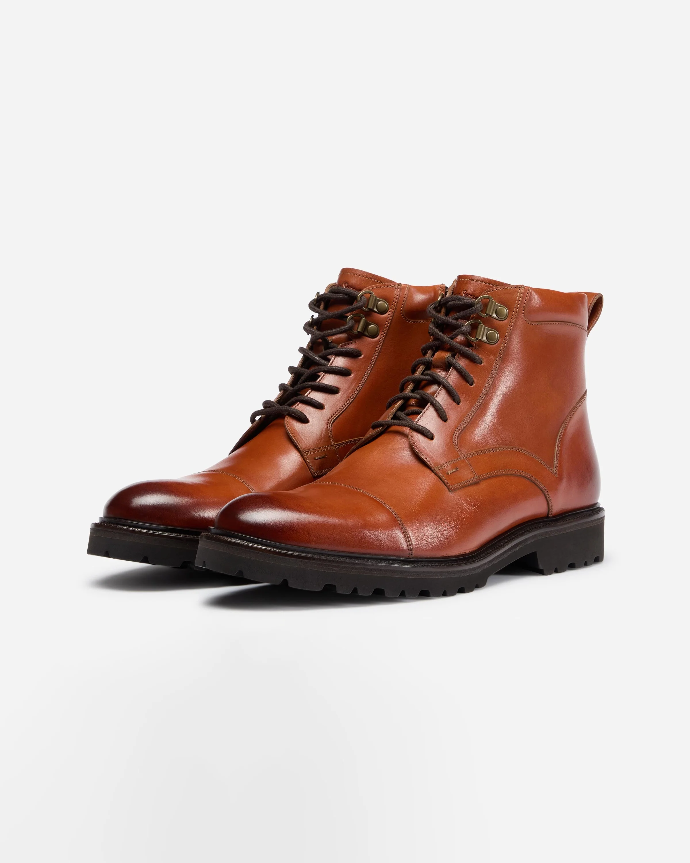 Oliver Sweeney Runcorn Mens Antiqued Calf Leather Brogue Boots - Tan - Image 2