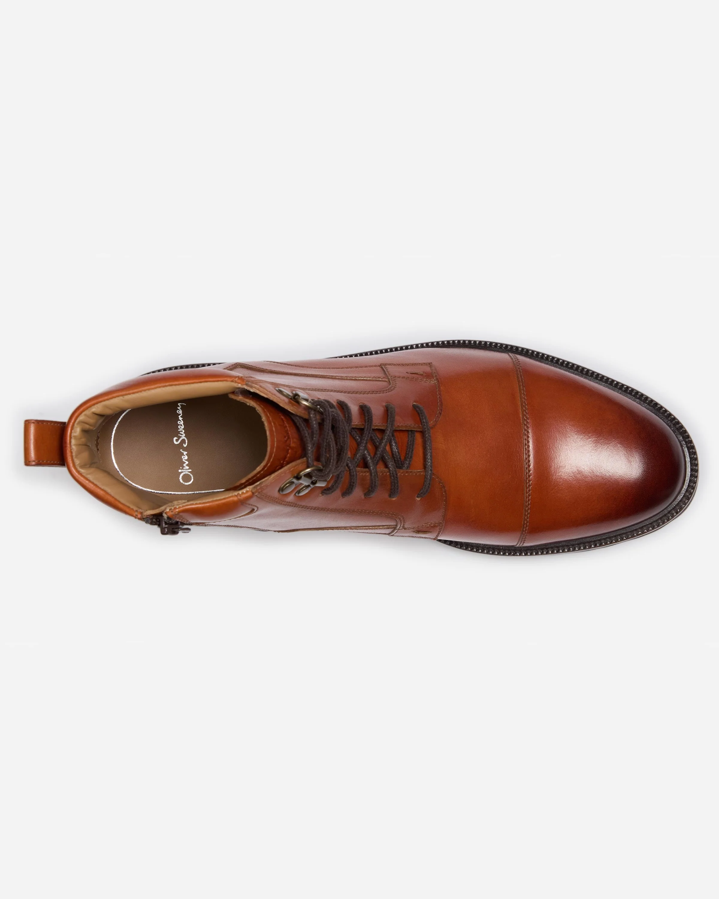 Oliver Sweeney Runcorn Mens Antiqued Calf Leather Brogue Boots - Tan - Image 4