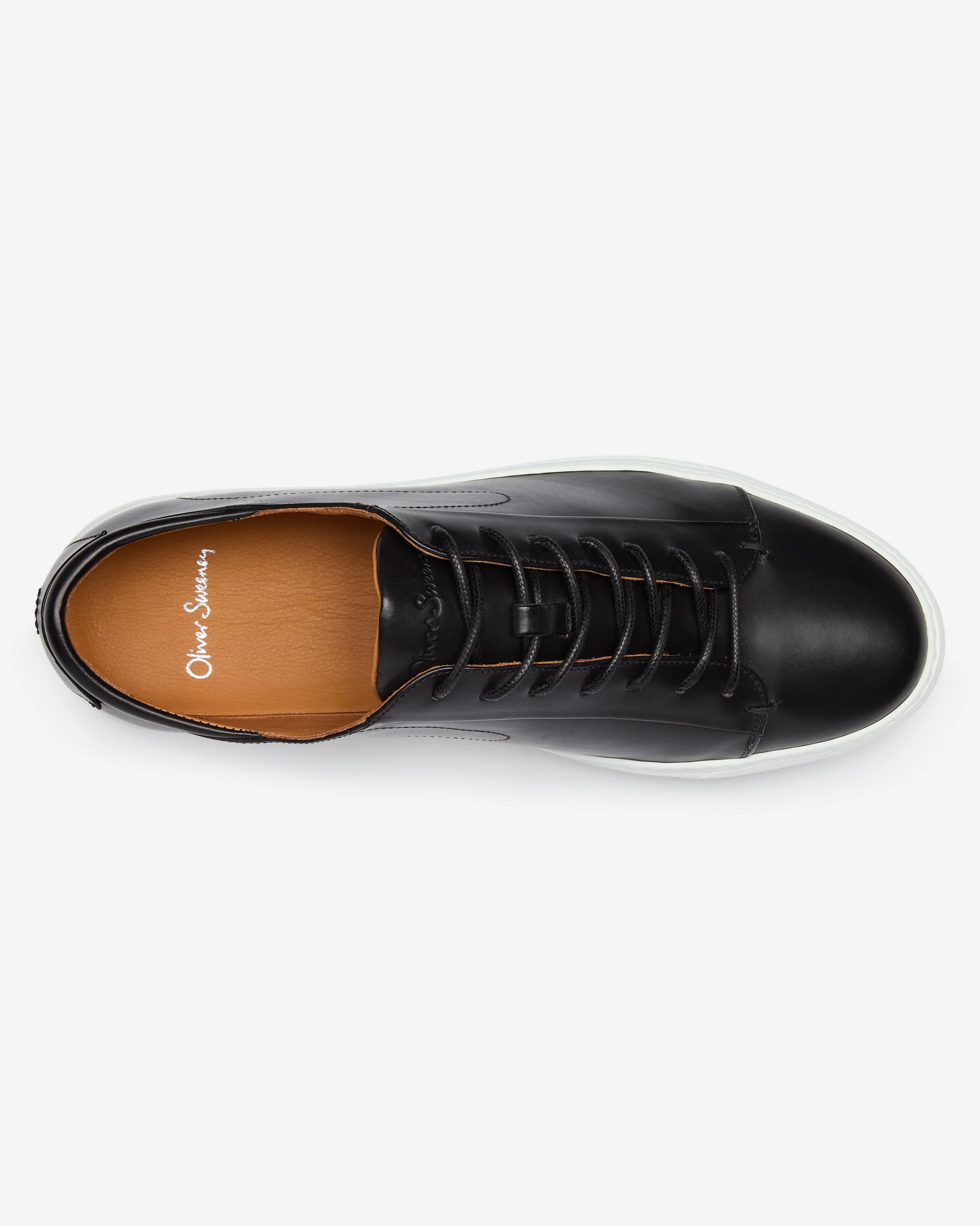 Oliver Sweeney Sirolo Mens Calf Leather Lightweight Trainers - Black/White - Image 5