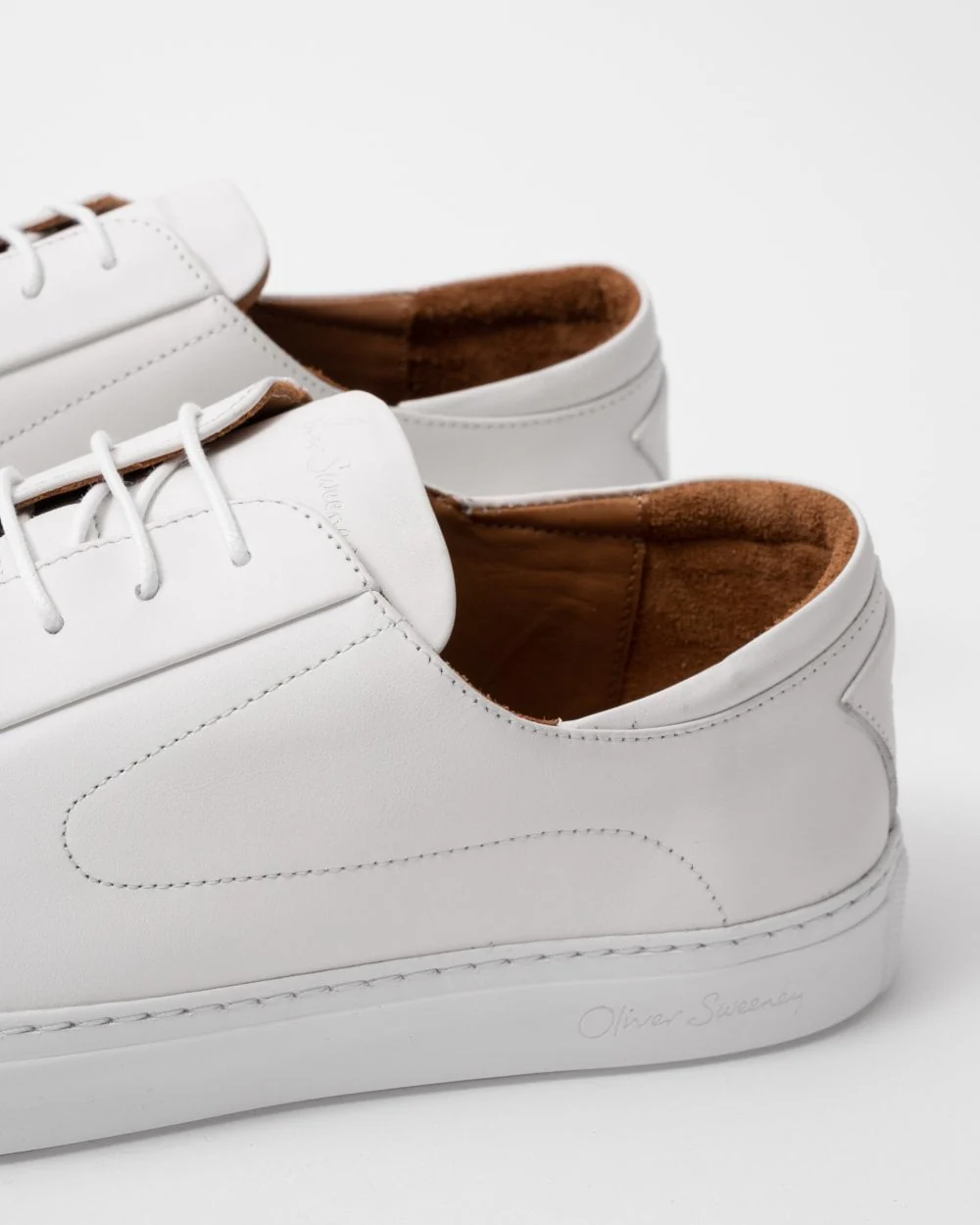 Oliver Sweeney Sirolo Mens Calf Leather Lightweight Trainers - White - Image 4