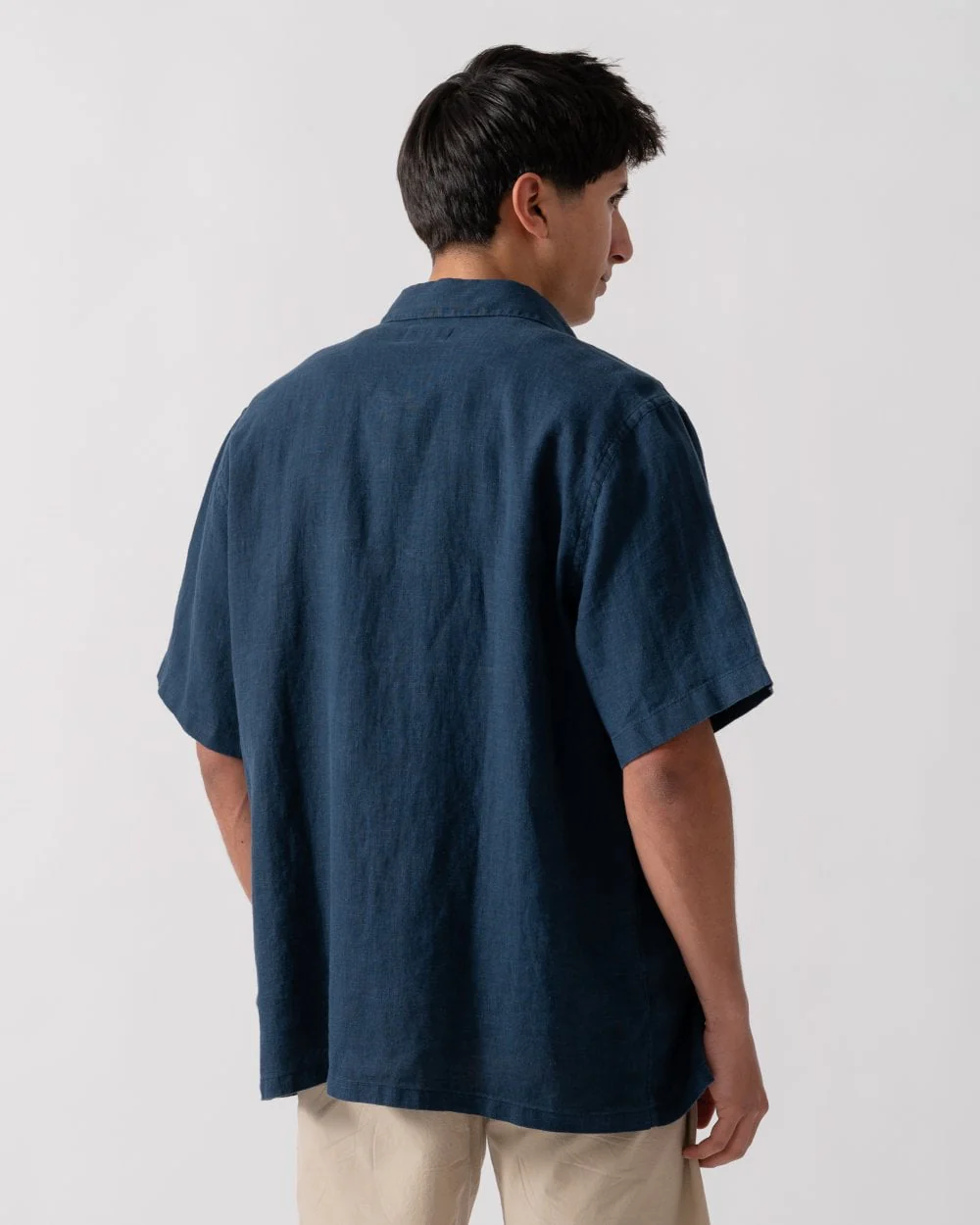 Oliver Sweeney Somerton Mens Short Sleeve Linen Shirt - Navy - Image 4