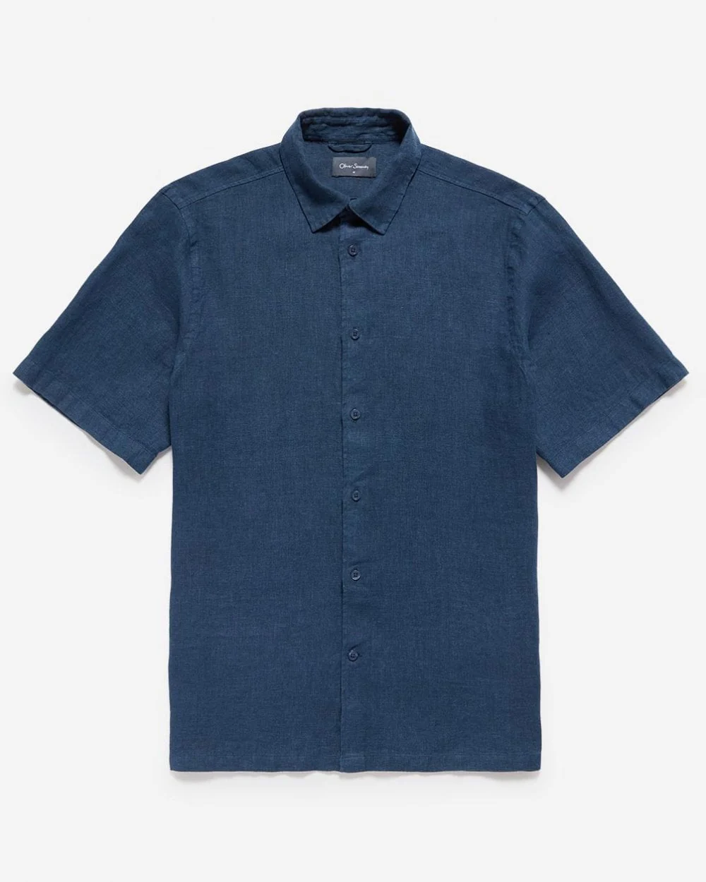 Oliver Sweeney Somerton Mens Short Sleeve Linen Shirt - Navy - Image 5