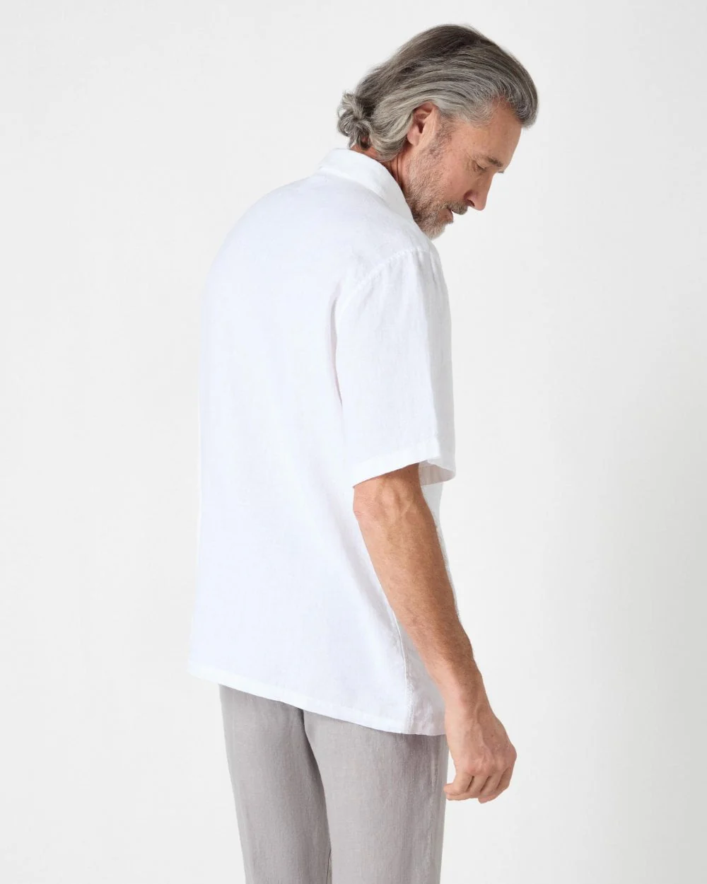 Oliver Sweeney Somerton Mens Short Sleeve Linen Shirt - White - Image 3