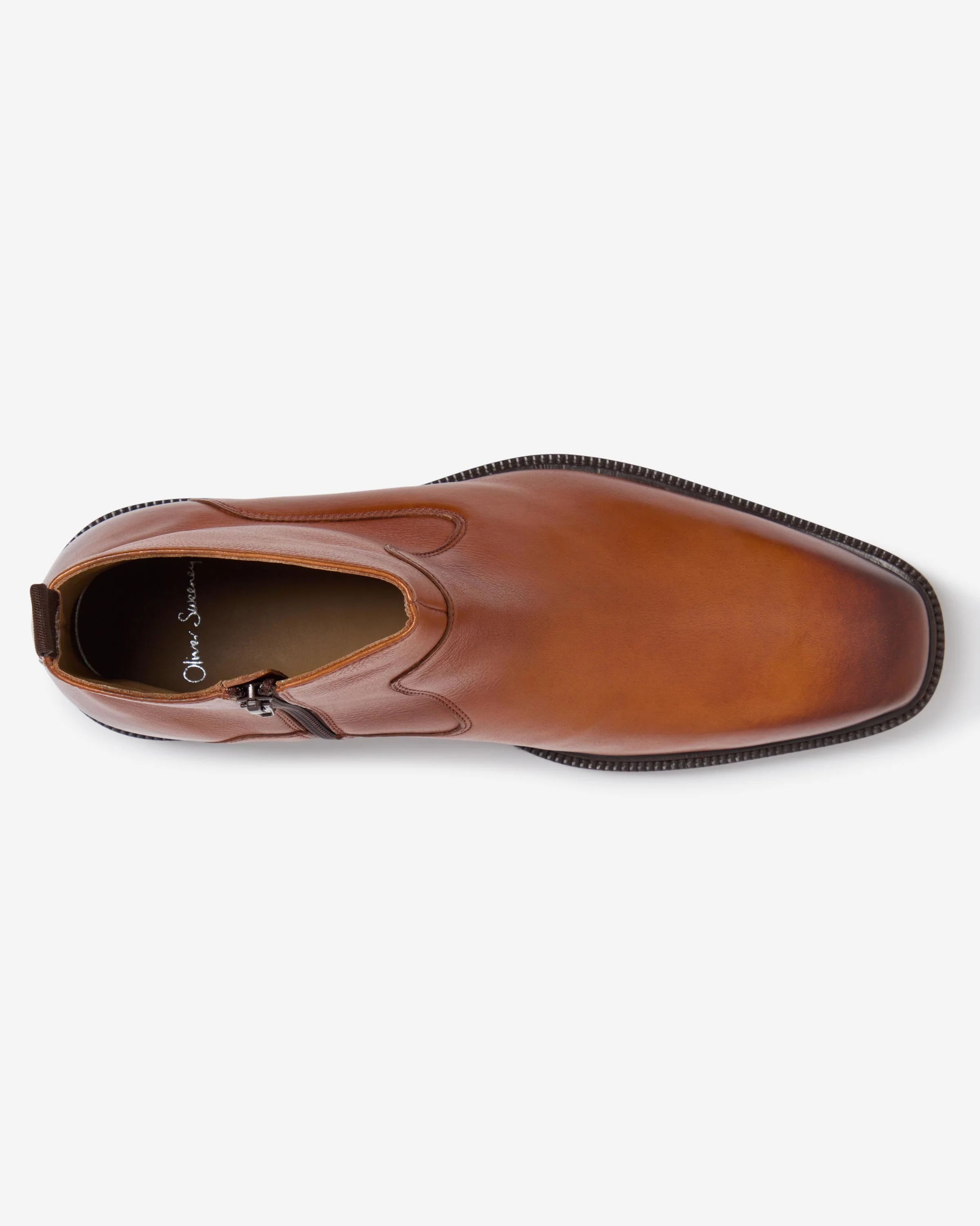 Oliver Sweeney Swanley Mens Milled Calf Leather Zip Boots - Tan - Image 4