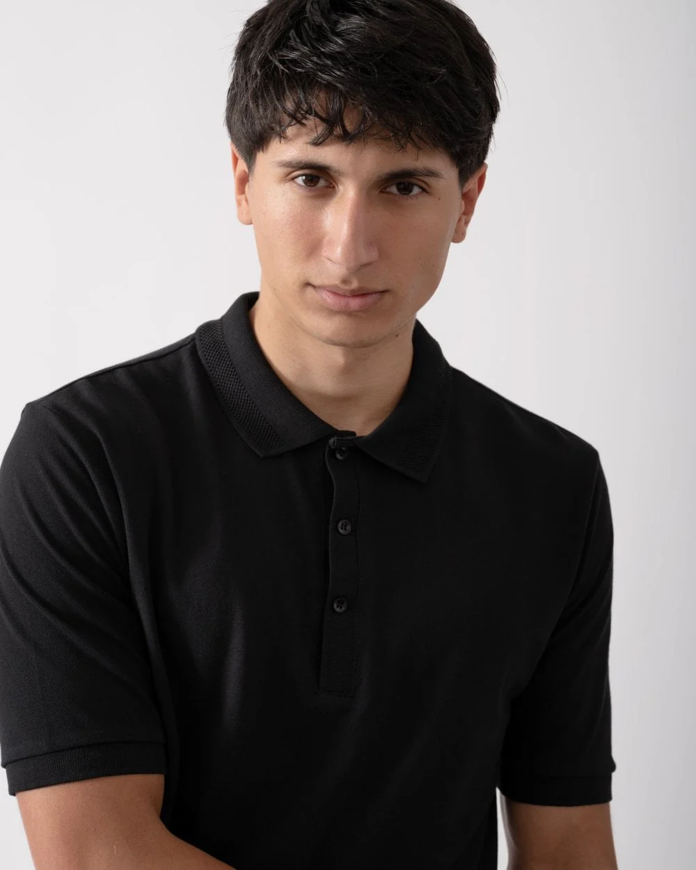 Oliver Sweeney Tralee Mens Pique Cotton Polo Shirt - Black - Image 2