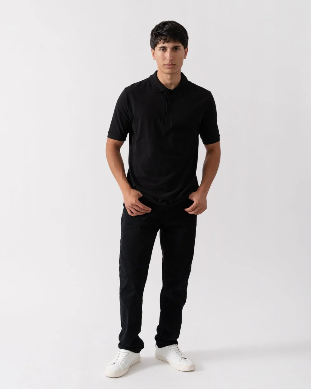 Oliver Sweeney Tralee Mens Pique Cotton Polo Shirt - Black - Image 3
