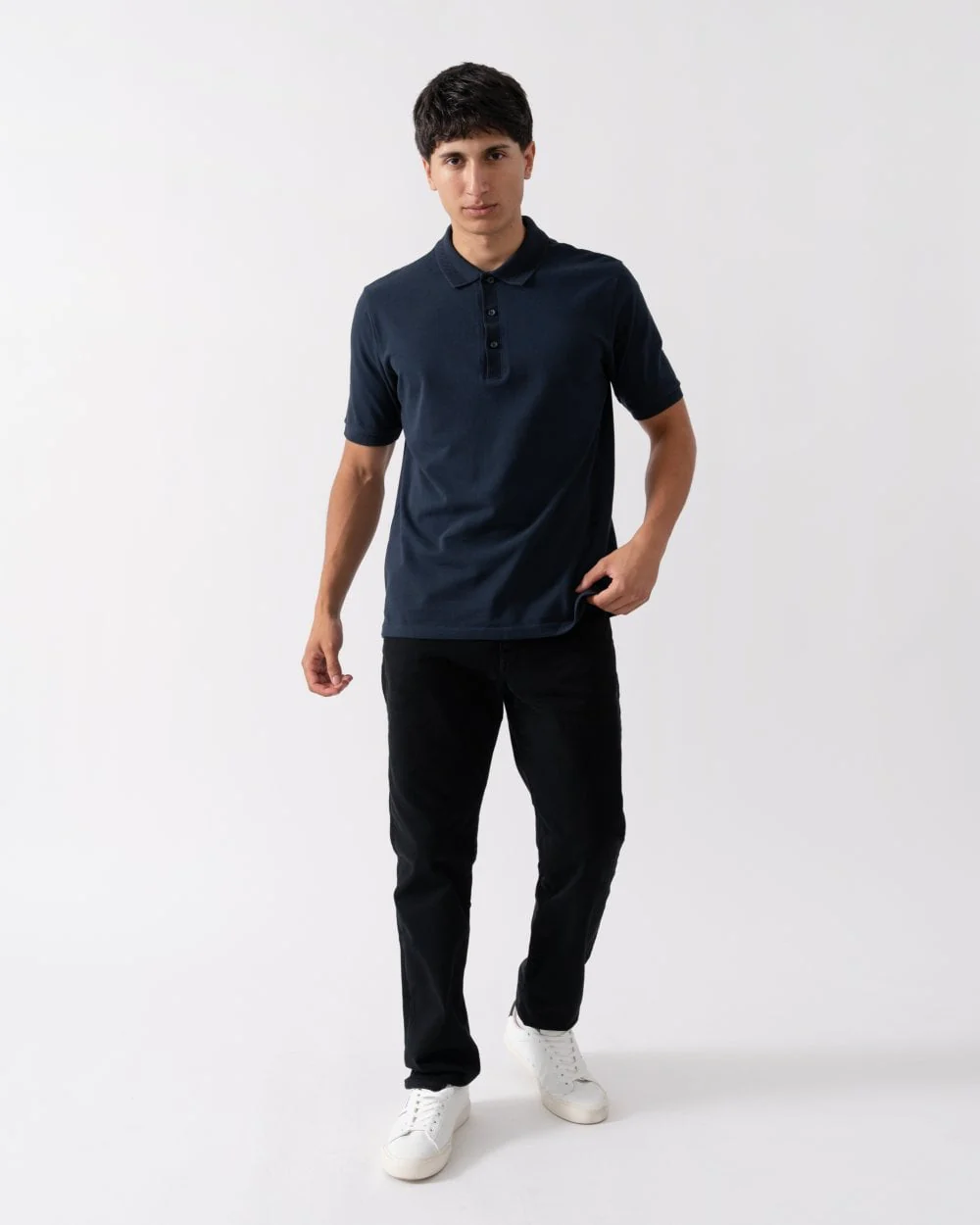 Oliver Sweeney Tralee Mens Pique Cotton Polo Shirt - Navy - Image 3