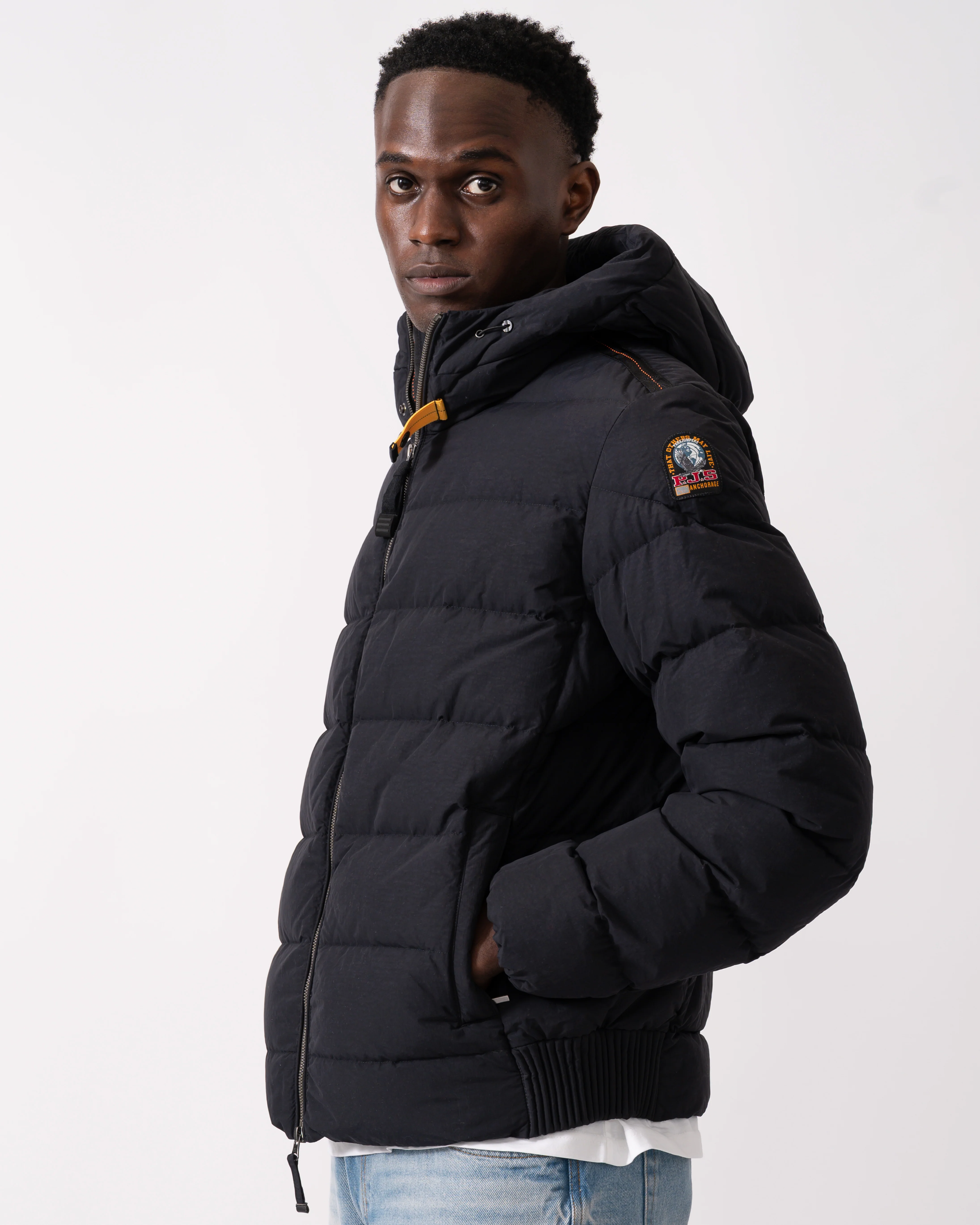 Parajumpers Cassian Mens Hooded Down Jacket - Black 541 - Image 2