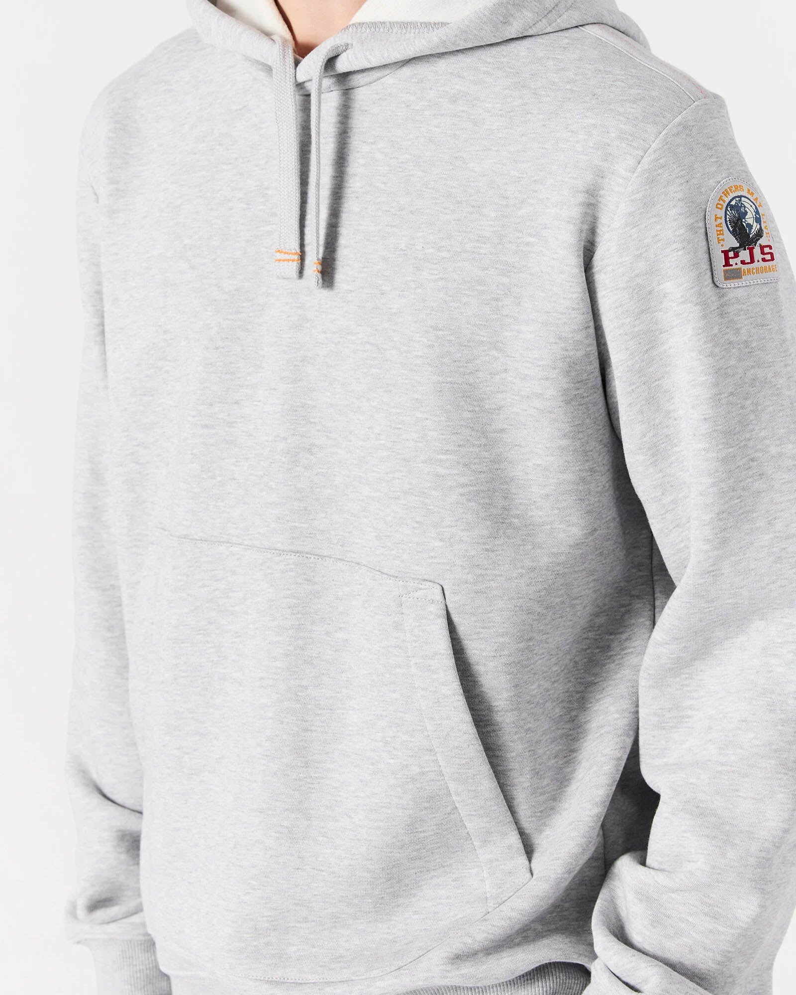 Parajumpers Everest Mens Hooded Sweatshirt - Ash Grey Melange 608 - Image 4