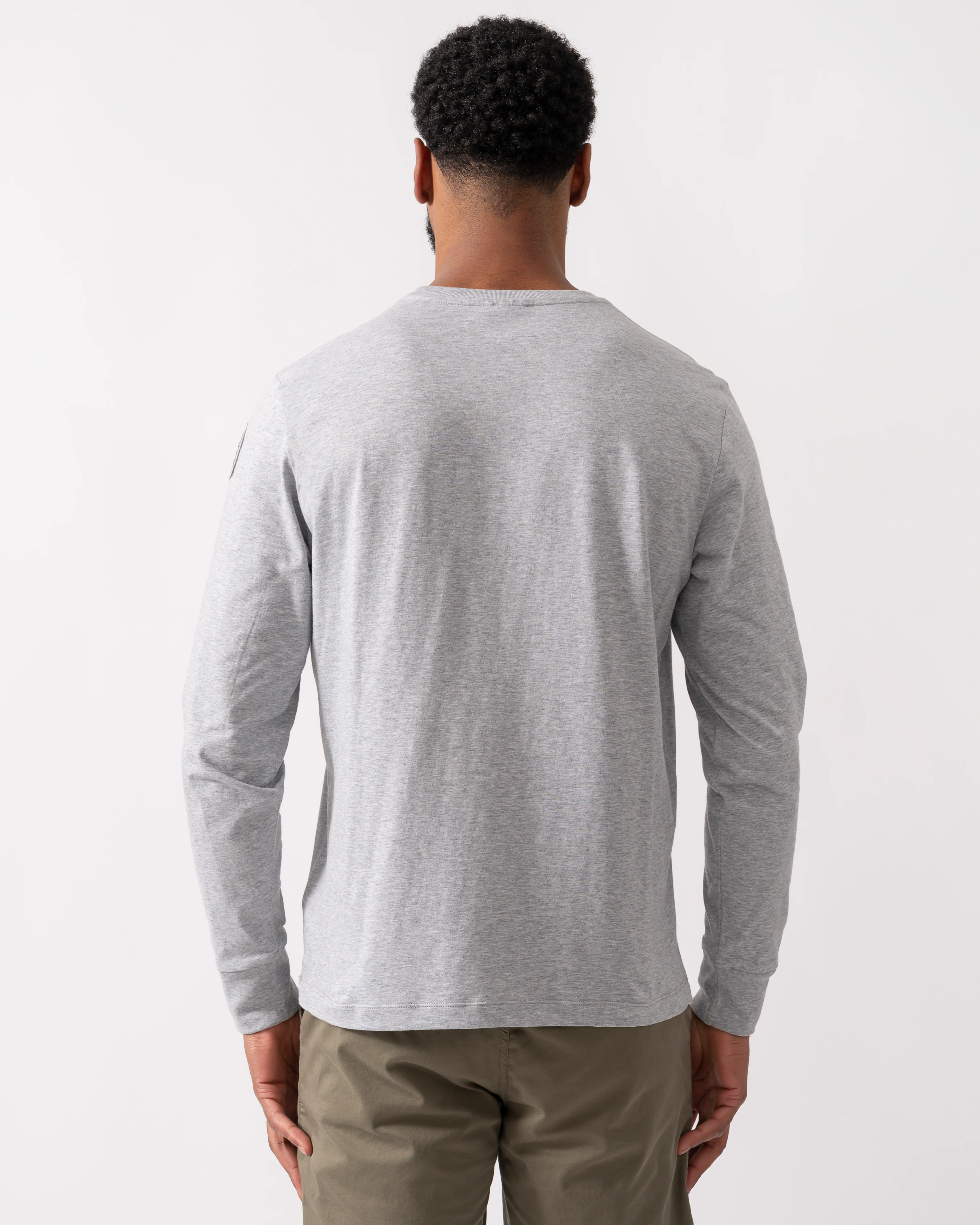 Parajumpers Kip Mens Long Sleeve T-Shirt - Ash Grey Melange 608 - Image 3