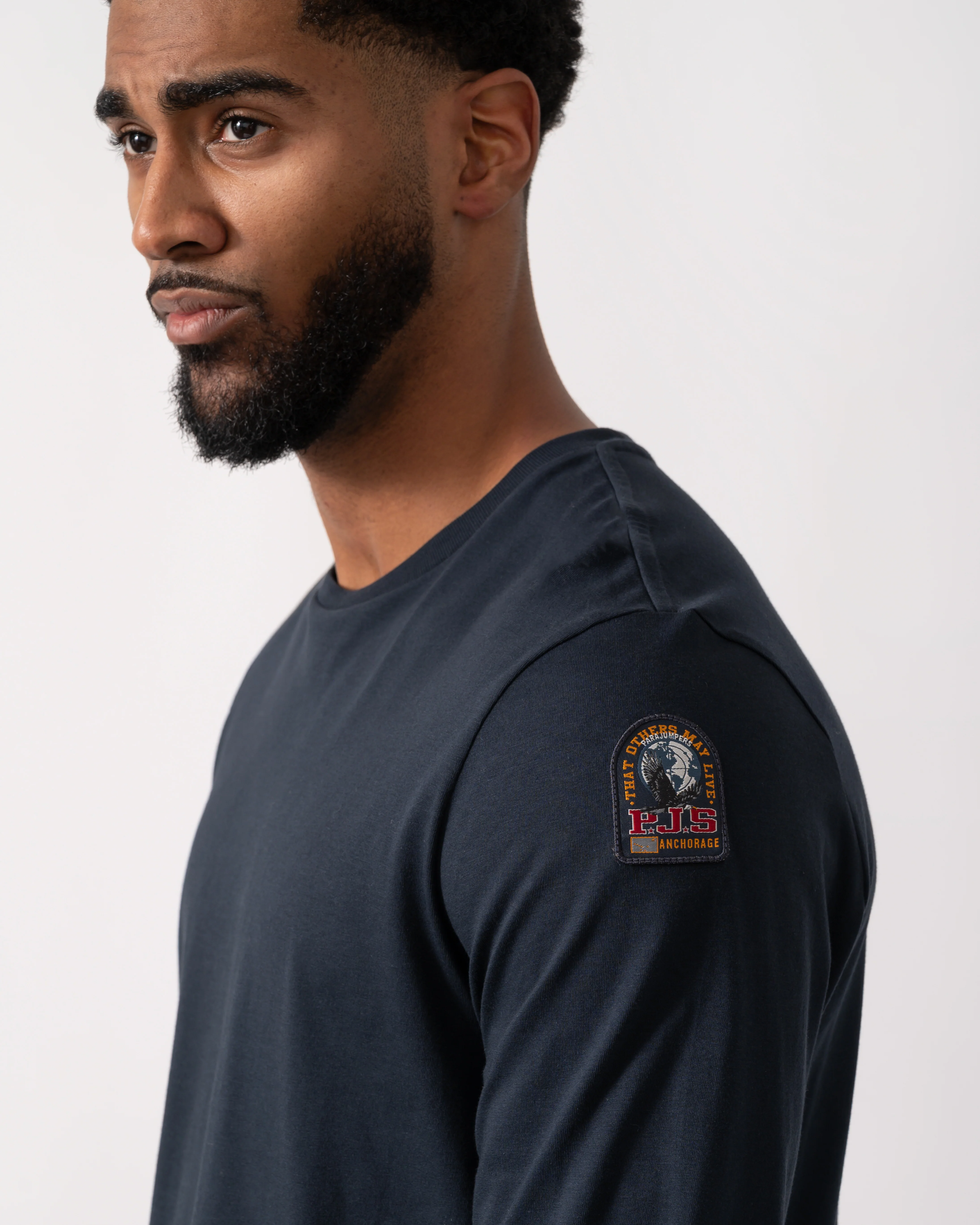 Parajumpers Kip Mens Long Sleeve T-Shirt - Blue Navy 316 - Image 3