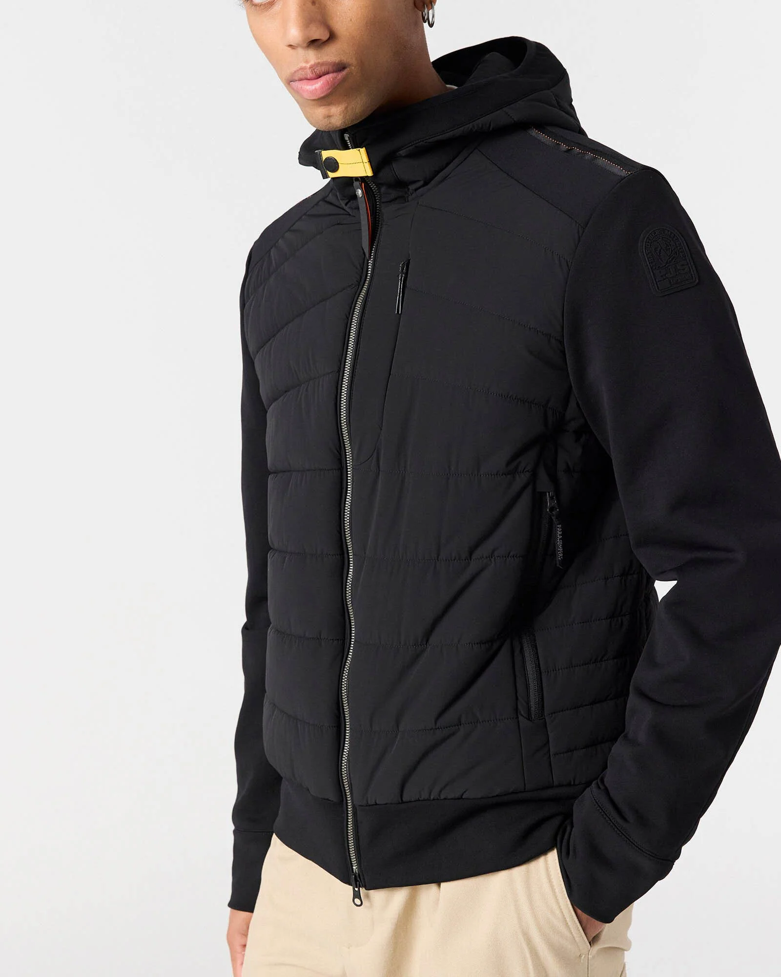 Parajumpers Manfred Mens Fleece/Nylon Hooded Jacket - Black 541 - Image 4