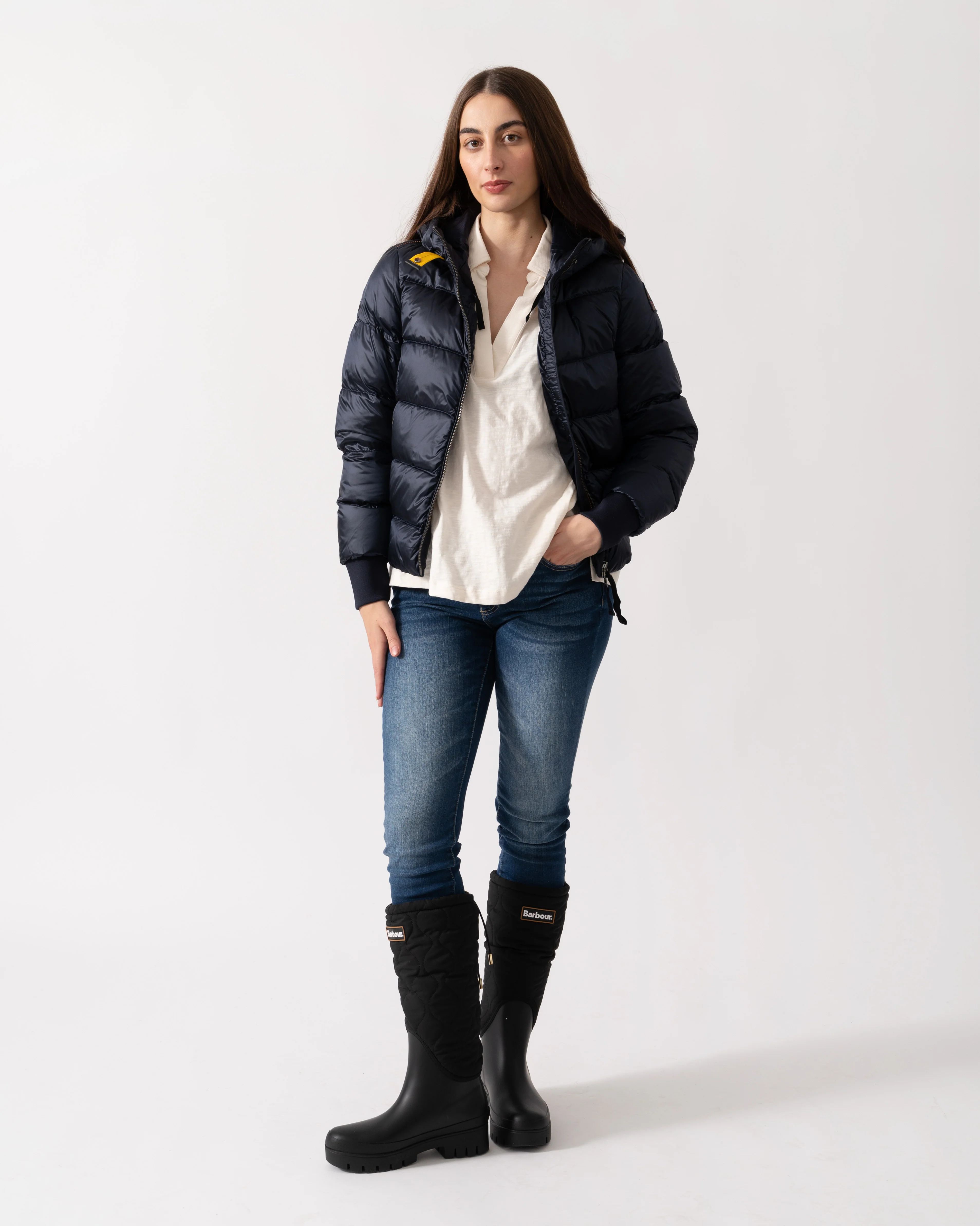 Parajumpers Mariah Womens Hooded Down Bomber - Blue Navy 316 - Image 2